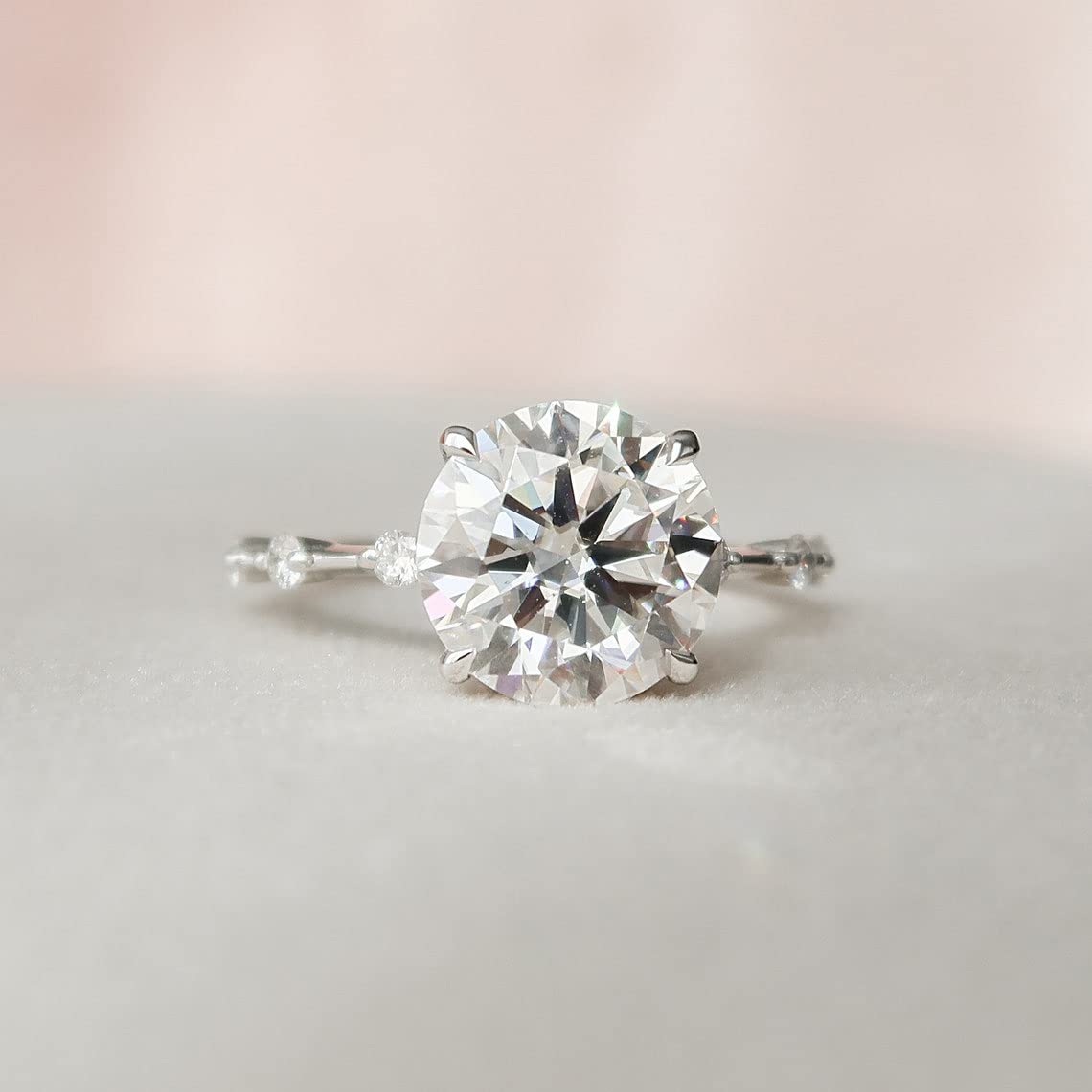 2.5 CT Round Moissanite Engagement Ring for Women - 18K Gold Plated Sterling Silver Wedding Band, Dainty Anniversary Jewelry Gift for Brides, Proposal, Valentine's Day & Special Occasions