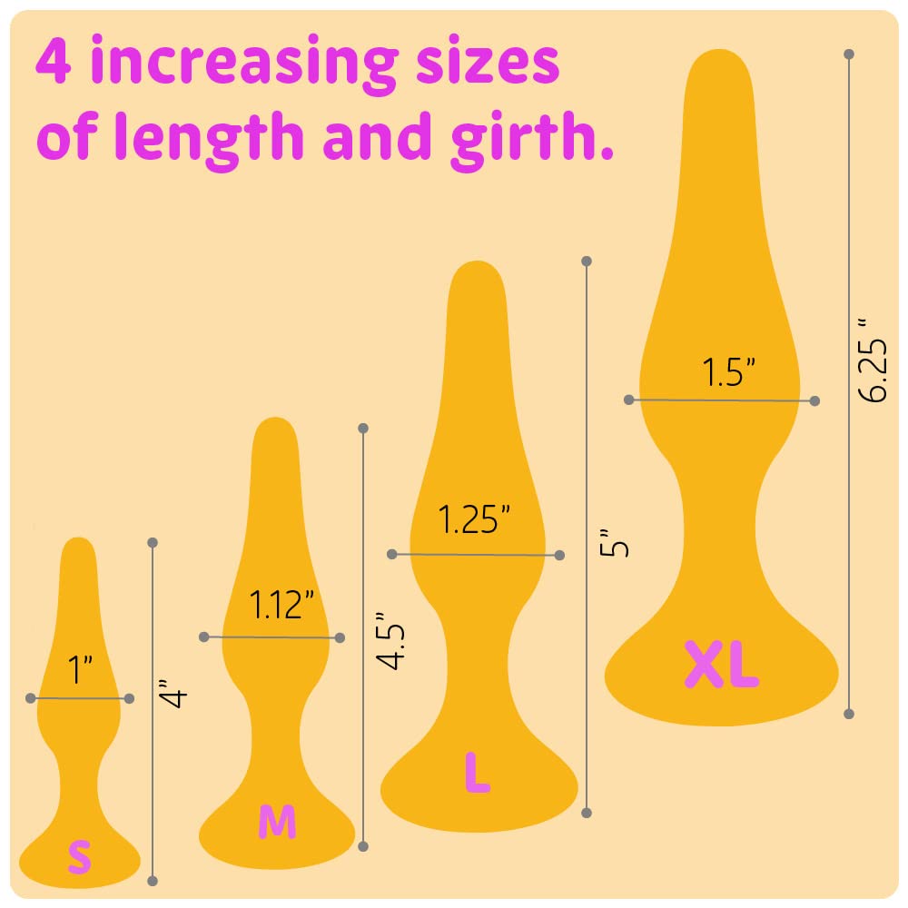 Premium Silicone Anal Sex Toys Set - 4 Sizes Butt Plugs for Women & Men, Anal Trainer Kit with Dilator Dildo for Beginners to Advanced Users | Perfect for Solo Play, Couples Exploration & BDSM Scenes