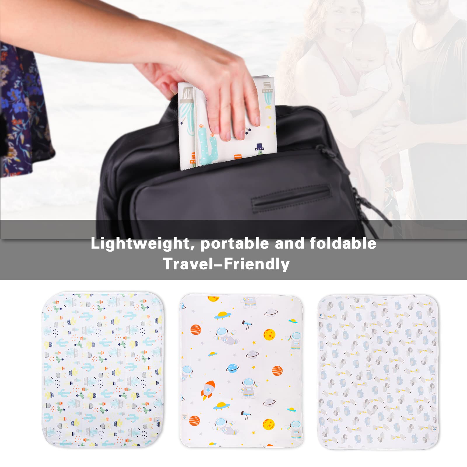 Waterproof Baby Diaper Changing Pad 3 Pack - Portable, Washable & Reusable Under Pads (27.5