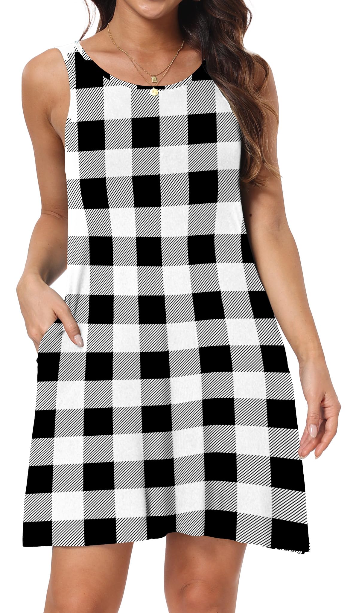 HAOMEILI Women's Summer Casual Swing T-Shirt Dress with Pockets - Beach Cover Up, Lounge Wear & Vacation Outfit