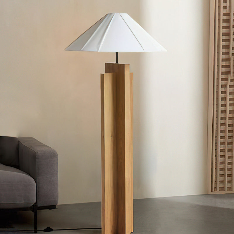 Crossbase Wooden Floor Lamp - Modern Standing Light for Living Room, Bedroom & Office - Adjustable Height & Warm White LED Bulb Included - Perfect for Reading, Relaxing & Ambient Lighting