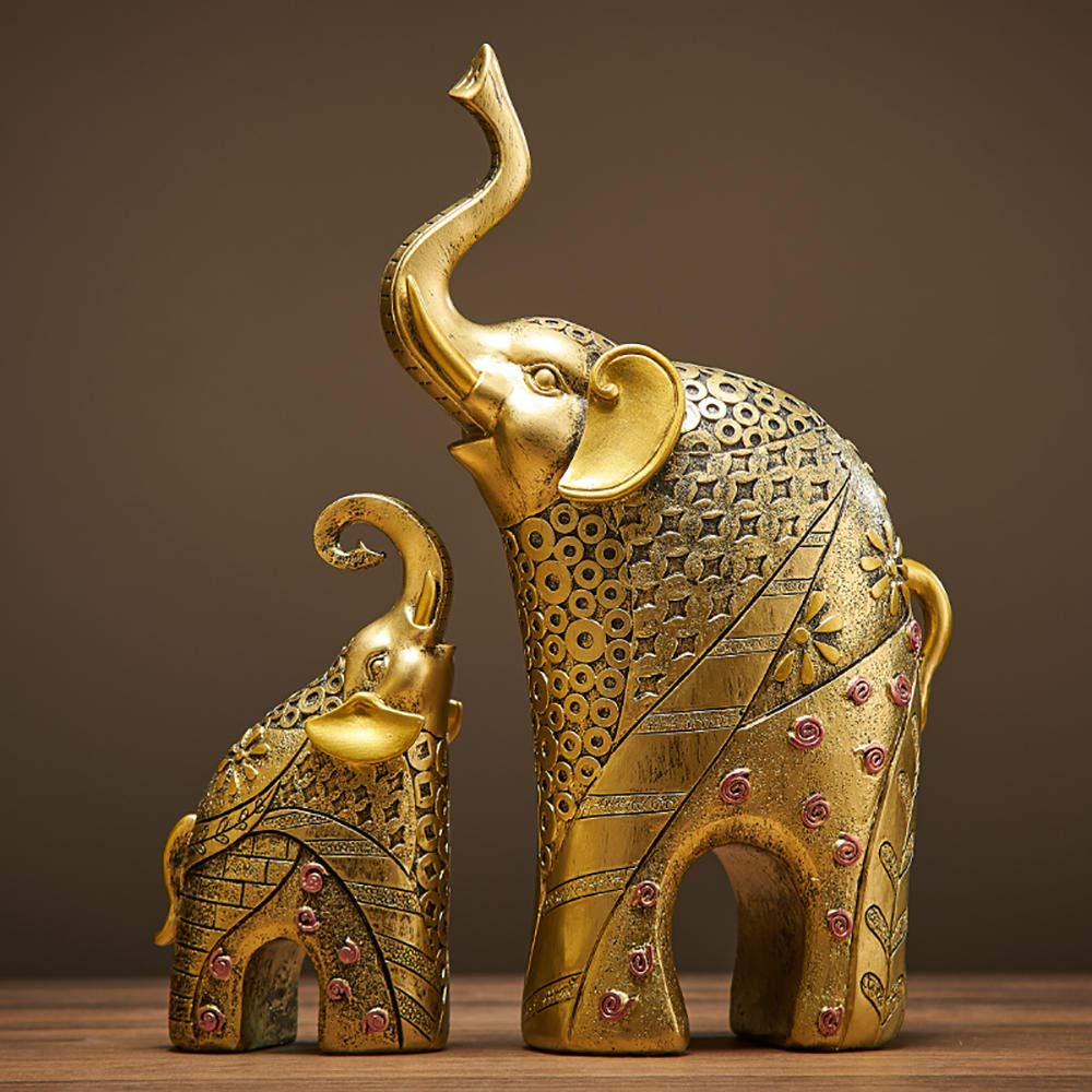 Resin Elephant Sculpture Statue - Modern Home & Office Decor, Handcrafted Figurine for Living Room, Desk, Bookshelf | Unique Gift Idea for Elephant Lovers & Feng Shui Decor