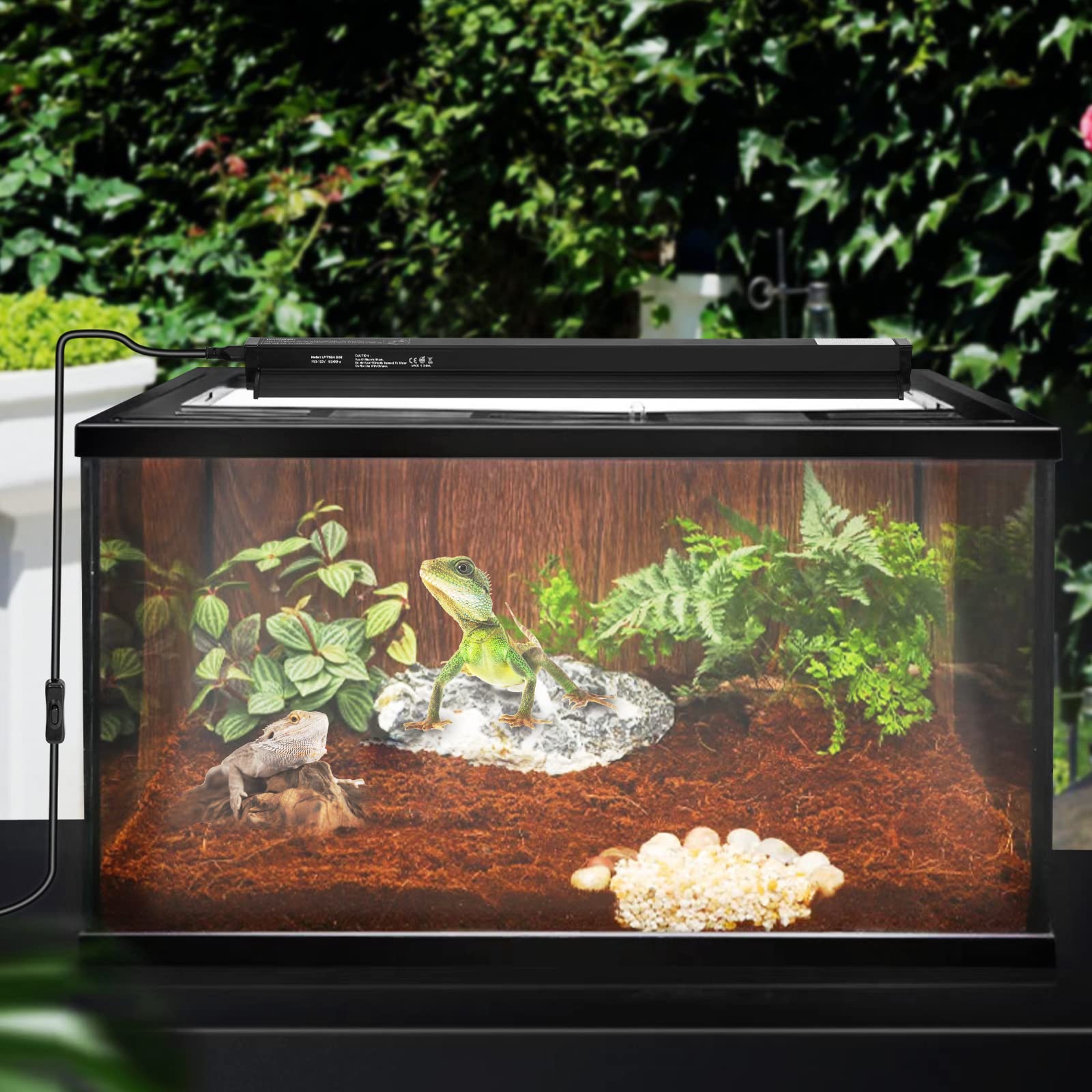 24W HO T5 UVB Reptile Light Fixture with 10.0 UVB Bulb - Terrarium Lighting for Bearded Dragons, Turtles, Lizards & Snakes | Perfect for Desert & Tropical Reptile Habitats