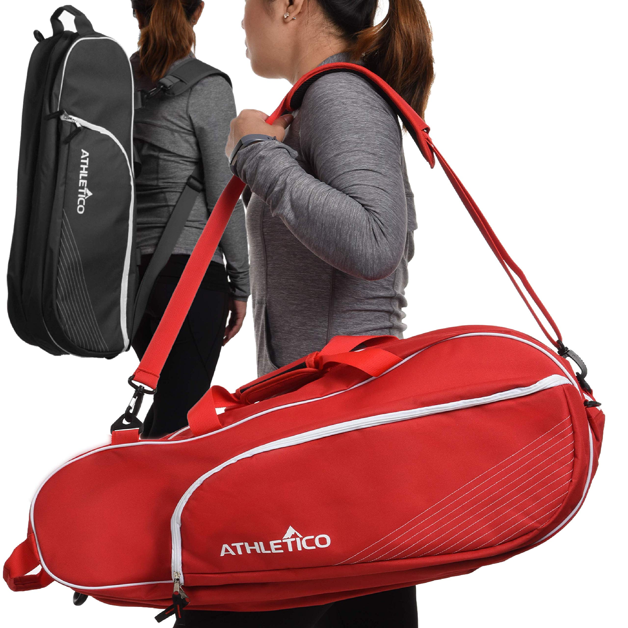 Athletico 6 Racquet Tennis Bag - Padded Lightweight Tennis Racket Case for Men, Women & Kids | Durable Protection for Professional & Beginner Players | Perfect for Court, Travel & Training Sessions