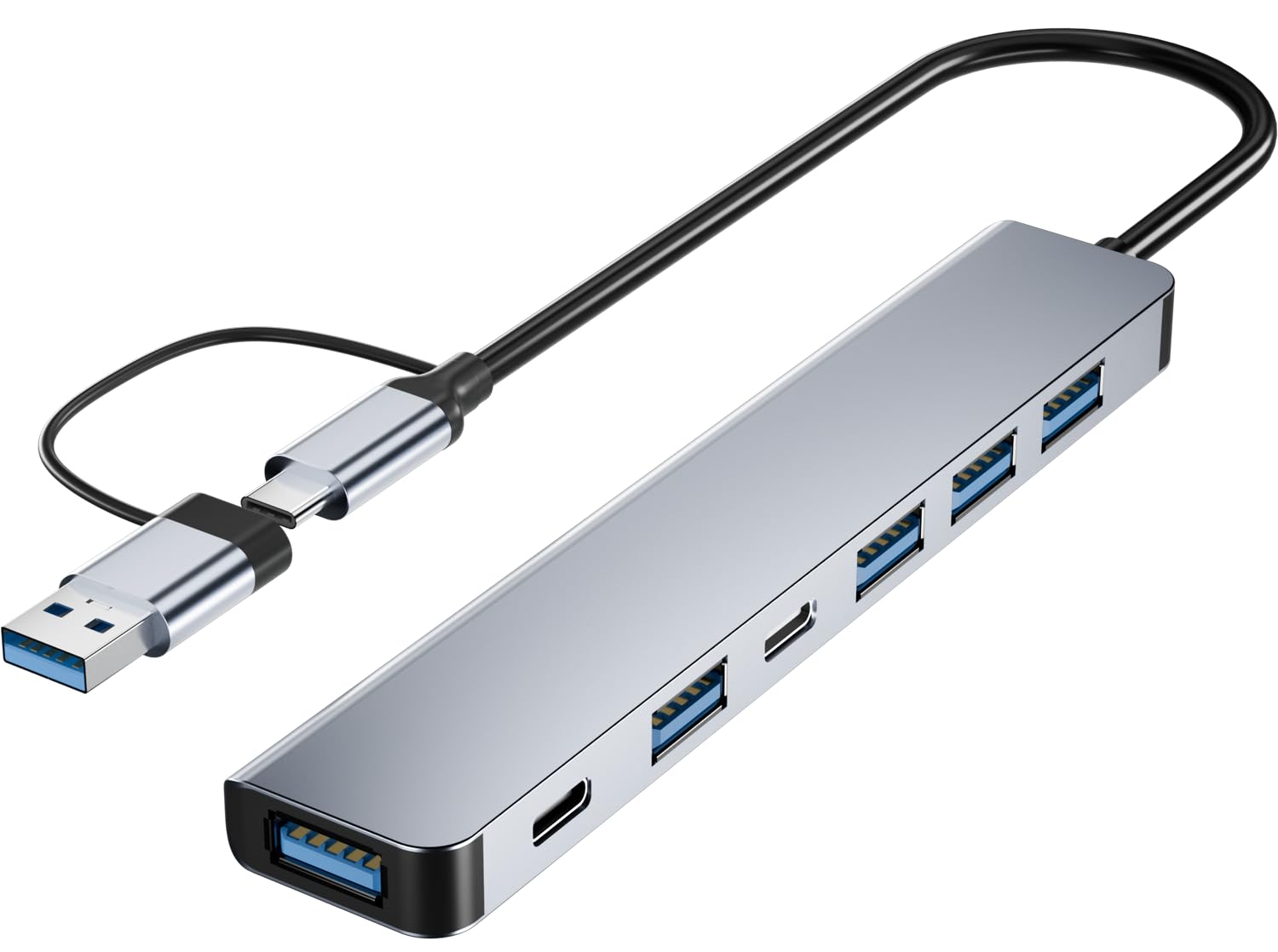 Premium 7-in-1 Aluminum USB C Hub with USB 3.0 & 2.0 Ports - High-Speed Data Transfer for MacBook Pro/Air, iMac, iPad, Windows Laptops & PC - Perfect for Home Office, Remote Work & Travel Accessories
