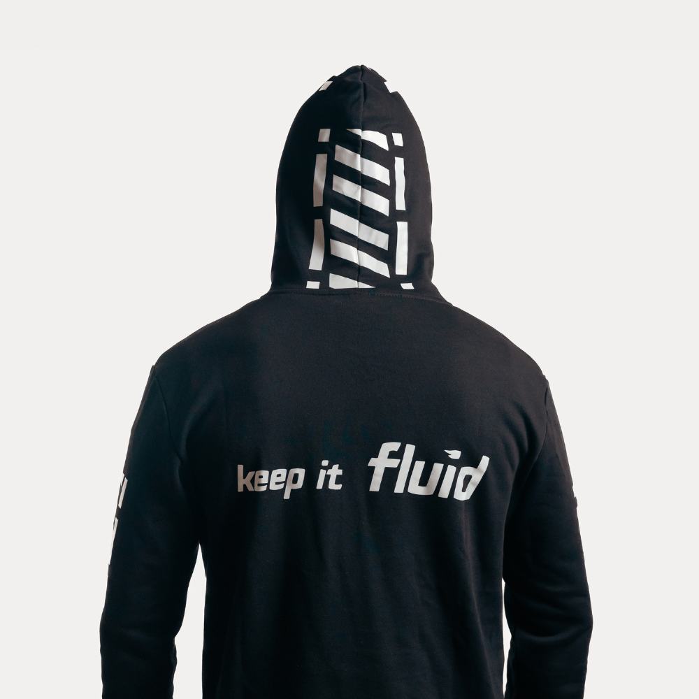Fluid Rider Hoodie - Black | Stylish & Comfortable Men's Zip Up Hooded Sweatshirt | Perfect for Casual Wear, Gym & Outdoor Activities