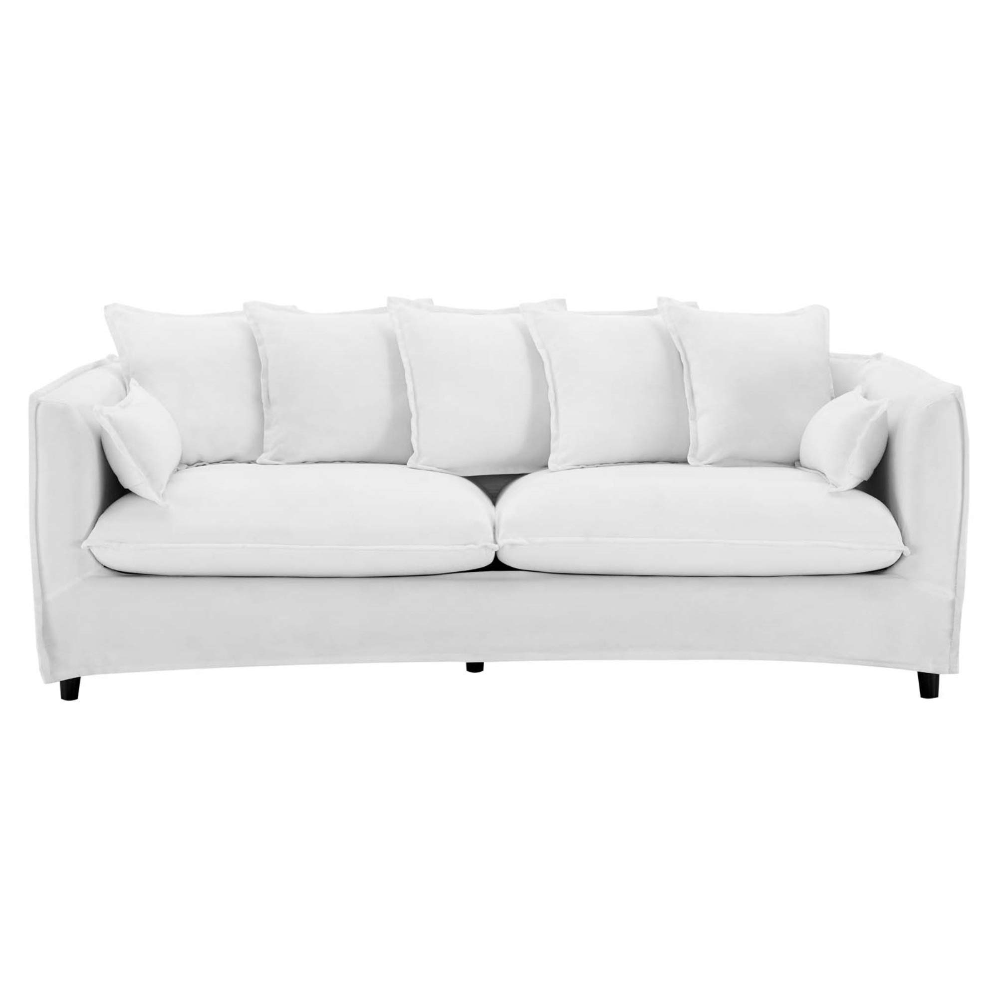 **Ergode Avalon Slipcover Sofa – Coastal Modern Style Couch with 7 Throw Pillows, White Fabric Upholstery & Sturdy Wood Frame – Easy Assembly, 900 lbs Weight Capacity – Perfect for Living Room, Beach House & Cozy Home Decor**
