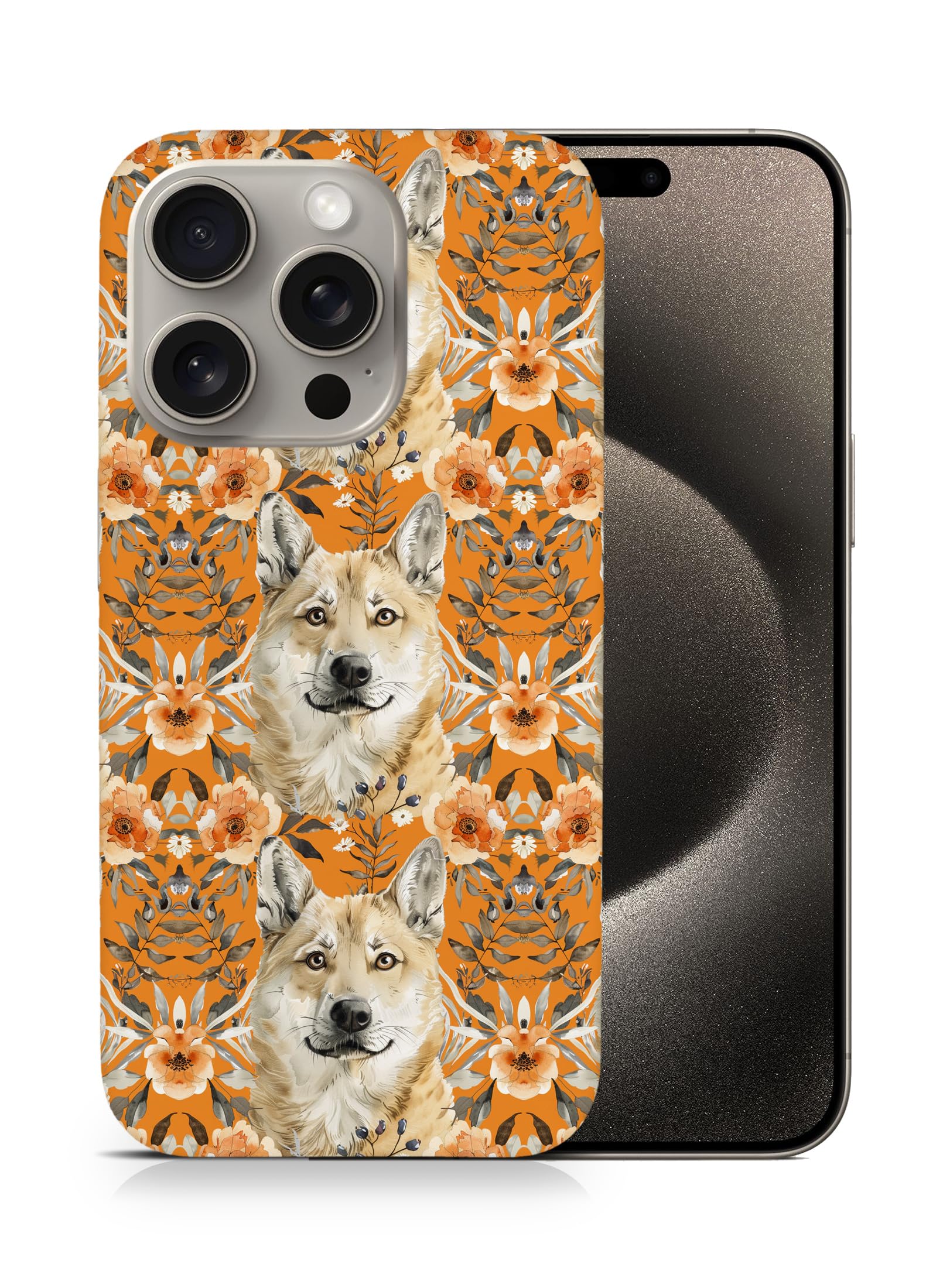 Norwegian Buhund Puppy Dog Pattern Polycarbonate Phone Case for Apple iPhone 15 Pro - Durable Protective Cover for Everyday Use & Outdoor Activities