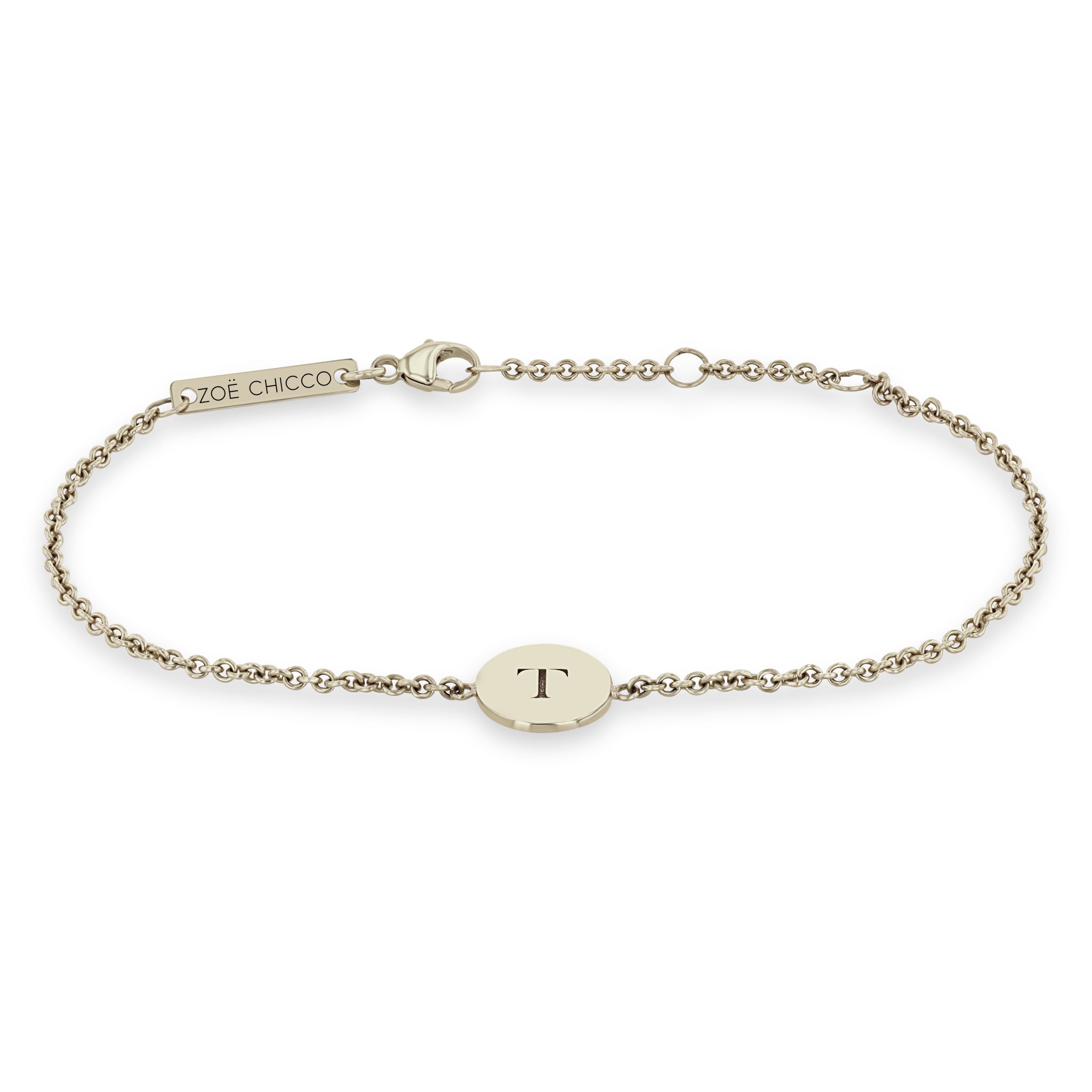 14K Gold Engraved Initial Small Disc Bracelet for Women - Personalized Nameplate Bangle for Gifts, Anniversaries & Everyday Wear