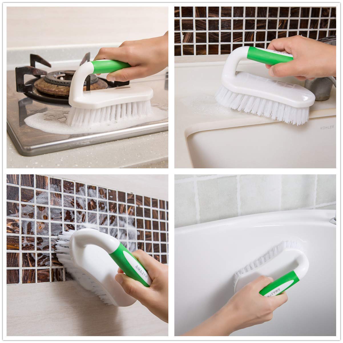 Premium Scrub Brush and Dish Brush Set with Comfort Grip Handle - Heavy Duty Cleaning for Kitchen, Bathroom, Carpet, Tiles & Hard Surfaces | Perfect for Deep Cleaning Stains, Grime & Grease