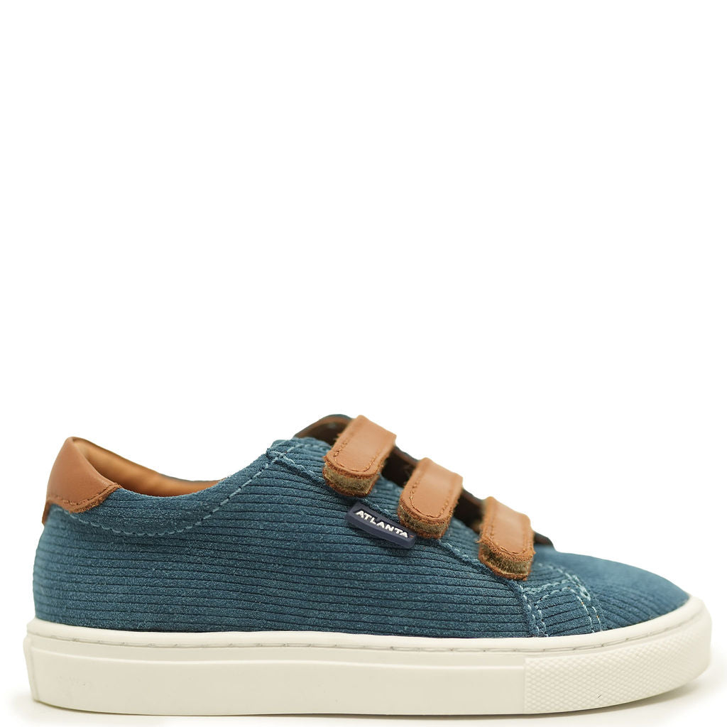 Atlanta Moccasin Blue & Brown Corduroy Sneakers - Comfortable Casual Shoes for Men | Perfect for Walking, Work & Everyday Wear