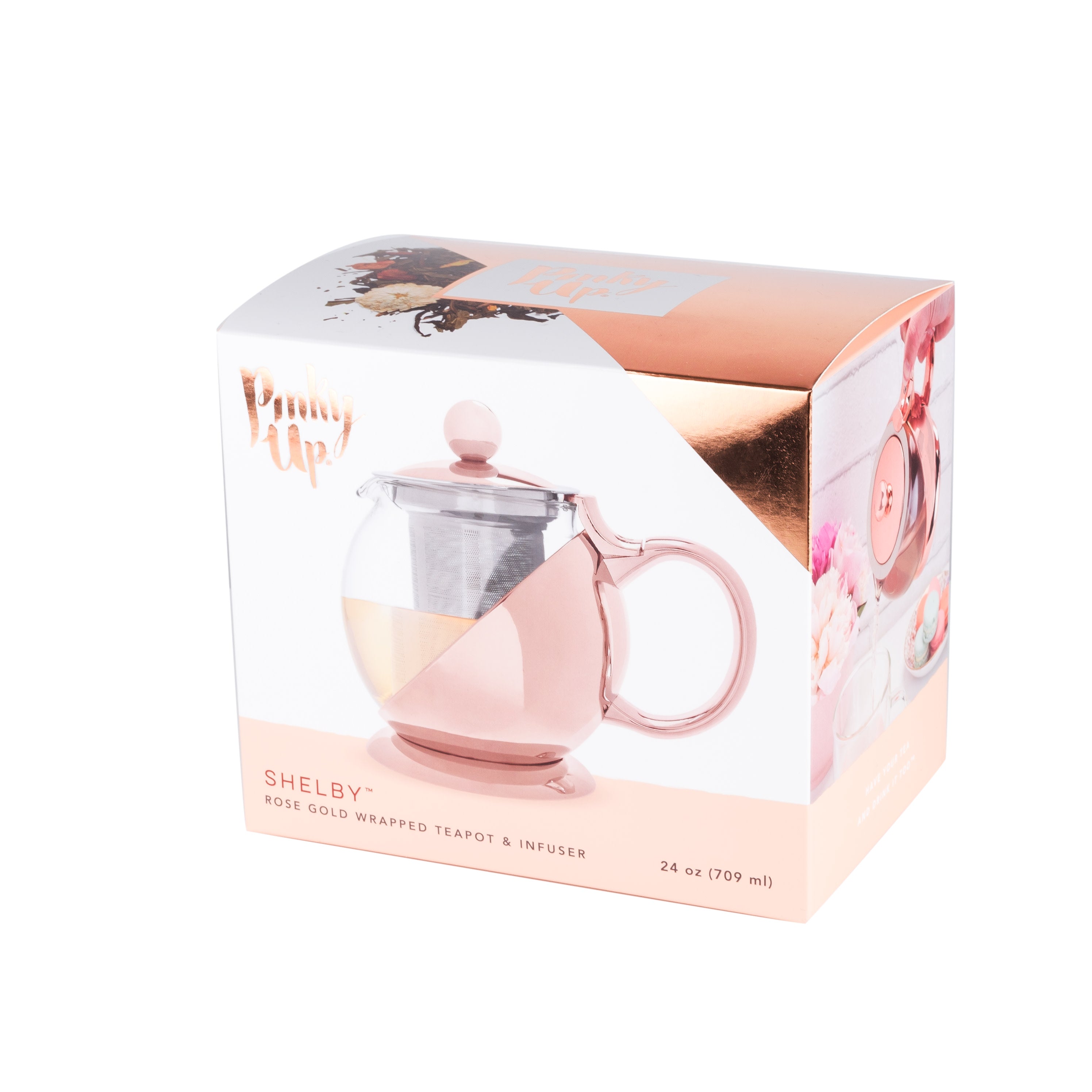 Elegant Shelby Glass and Rose Gold Wrapped Teapot - Premium Loose Leaf Tea Infuser for Afternoon Tea, Bridal Shower & Home Decor