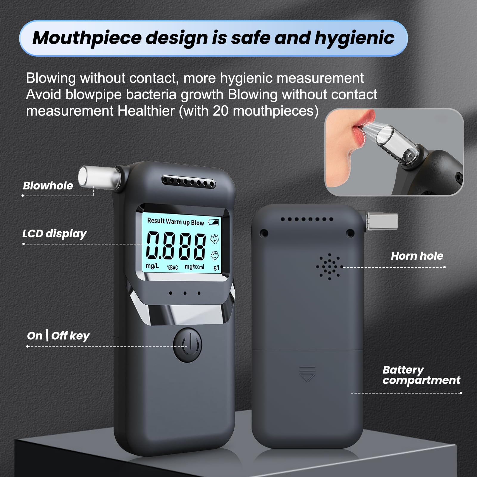 Professional-Grade Digital Breathalyzer for Alcohol - Accurate LCD Display Alcohol Tester for Personal & Workplace Use - Perfect for Bars, Parties, and Road Safety Checks