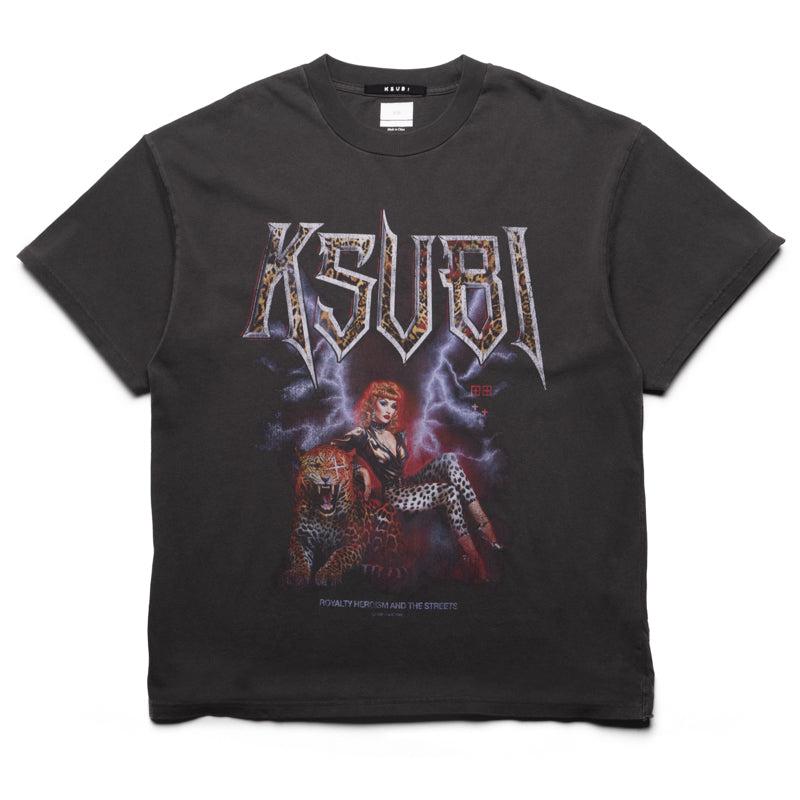 Ksubi Kingdom Ekcess Tee - Faded Black Vintage Graphic T-Shirt for Men | Streetwear Fashion & Casual Wear