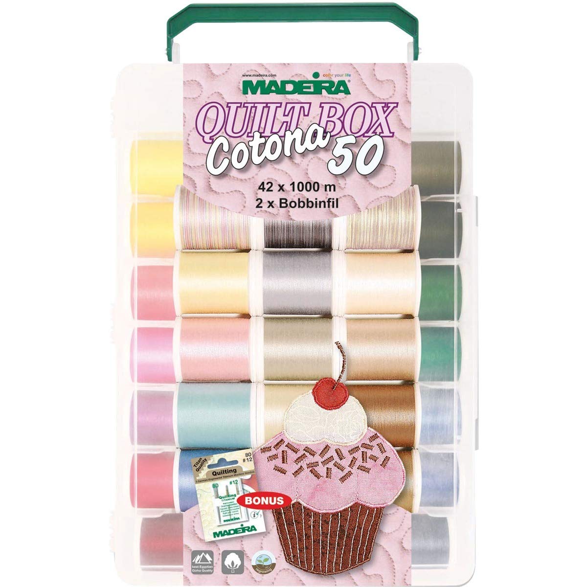 Madeira Cotona 50 Quilt Softbox 44ct Thread Set - Premium Cotton Embroidery Thread for Quilting, Sewing & Crafting - Perfect for Quilts, DIY Projects & Fabric Art