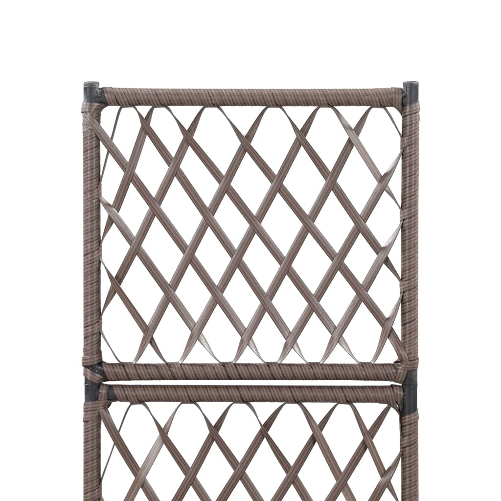 Brown Poly Rattan Trellis Raised Garden Bed with 1 Pot - 11.8