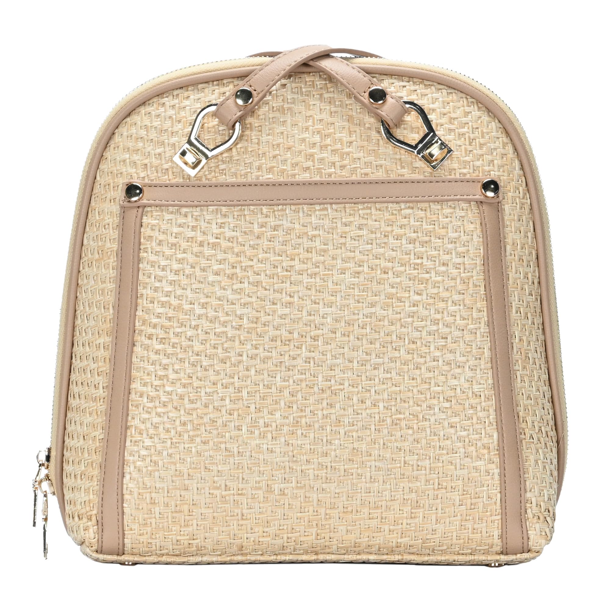 Miztique Women's Daisy Bamboo Straw Convertible Backpack Purse (Camel) - 2-in-1 Shoulder Bag & Backpack - Eco-Friendly Fashion Accessory - Perfect for Travel, Work, and Daily Use - 10.5