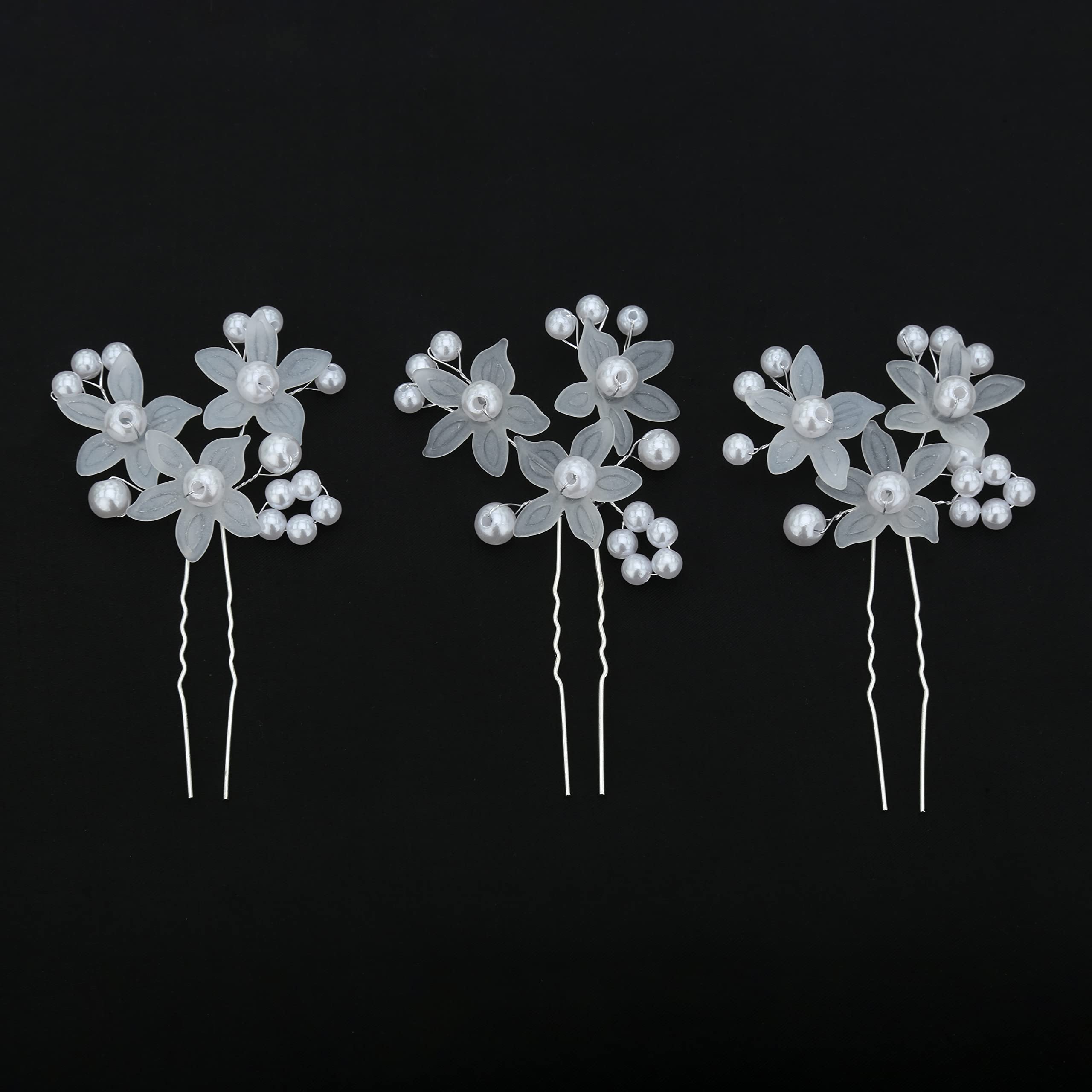 HOC® Pearl Rhinestone Hair Clips for Women - Elegant Hair Barrettes & Hairpins for Wedding, Anniversary, Prom - 3 Pack Silver Hair Accessories for Girls & Women - Perfect for Bridal, Party, and Special Occasions