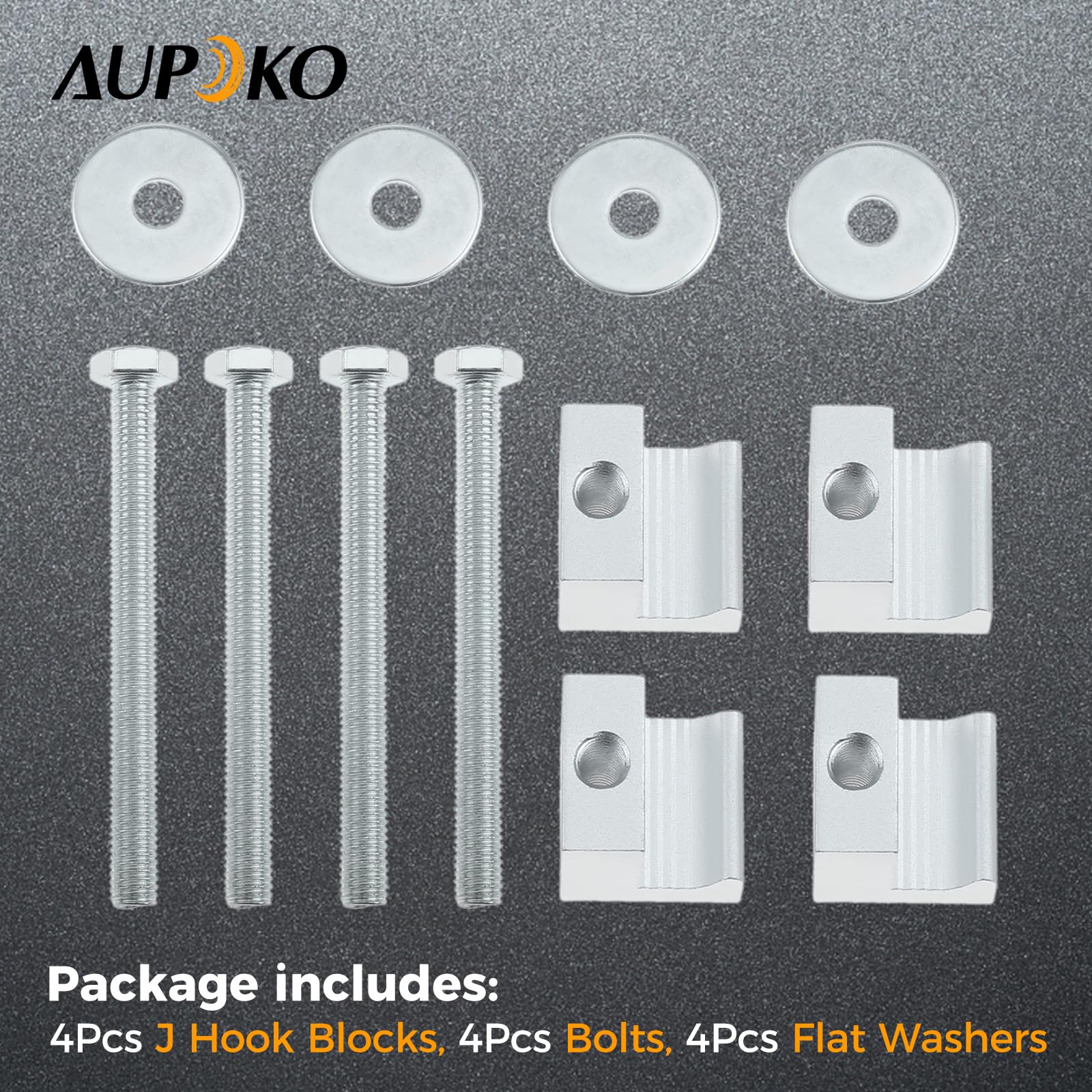 **Aupoko 4-Pack Aluminum J Hook Truck Tool Box Tie Downs - Universal Black Crossover Mounting Set for Secure Toolbox & Truck Positioning - Perfect for Off-Roading, Construction & Work Trucks**