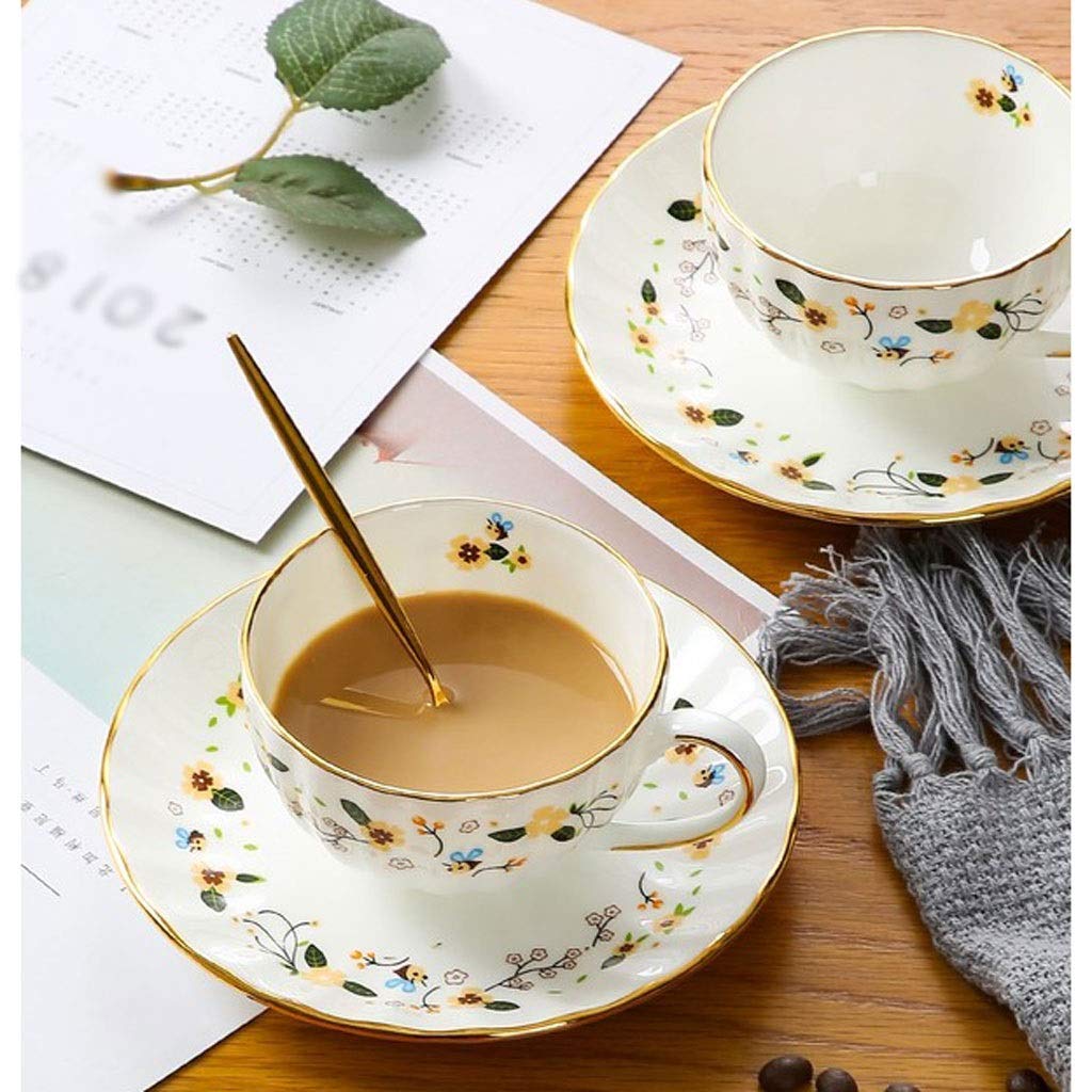 Premium Ceramic Coffee & Tea Cup Set - 6 Cups with Saucers, Coffee Pot, Sugar Bowl & Milk Jug - Elegant Phnom Penh Style for Afternoon Tea & Home Coffee Breaks - Perfect for Gifts, Parties & Daily Use