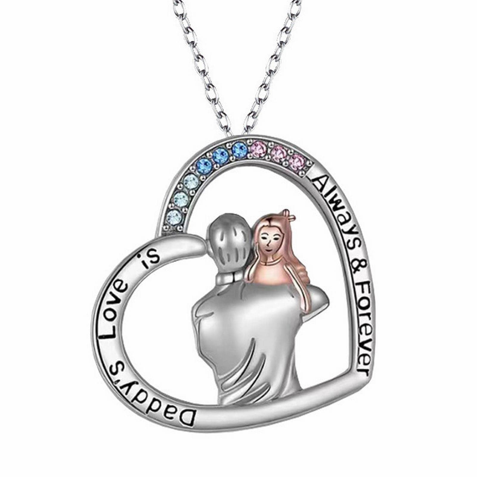 Personalized Dad Picture Necklace - Custom Engraved Father's Day Gift from Daughter - Silver Rhinestone Jewelry for Birthday, Anniversary & Special Occasions - Perfect for Father's Day, Christmas & Family Celebrations