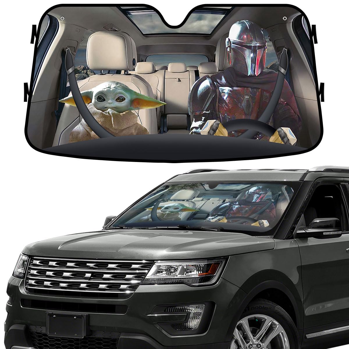 Star Movie Baby Alien Guard Funny Car Windshield Sun Shade (55x30 Inches) - UV Protection Sunshade for SUV, Truck & Vehicle Windows - Keep Your Car Cool in Summer | Perfect for Road Trips & Daily Commuting