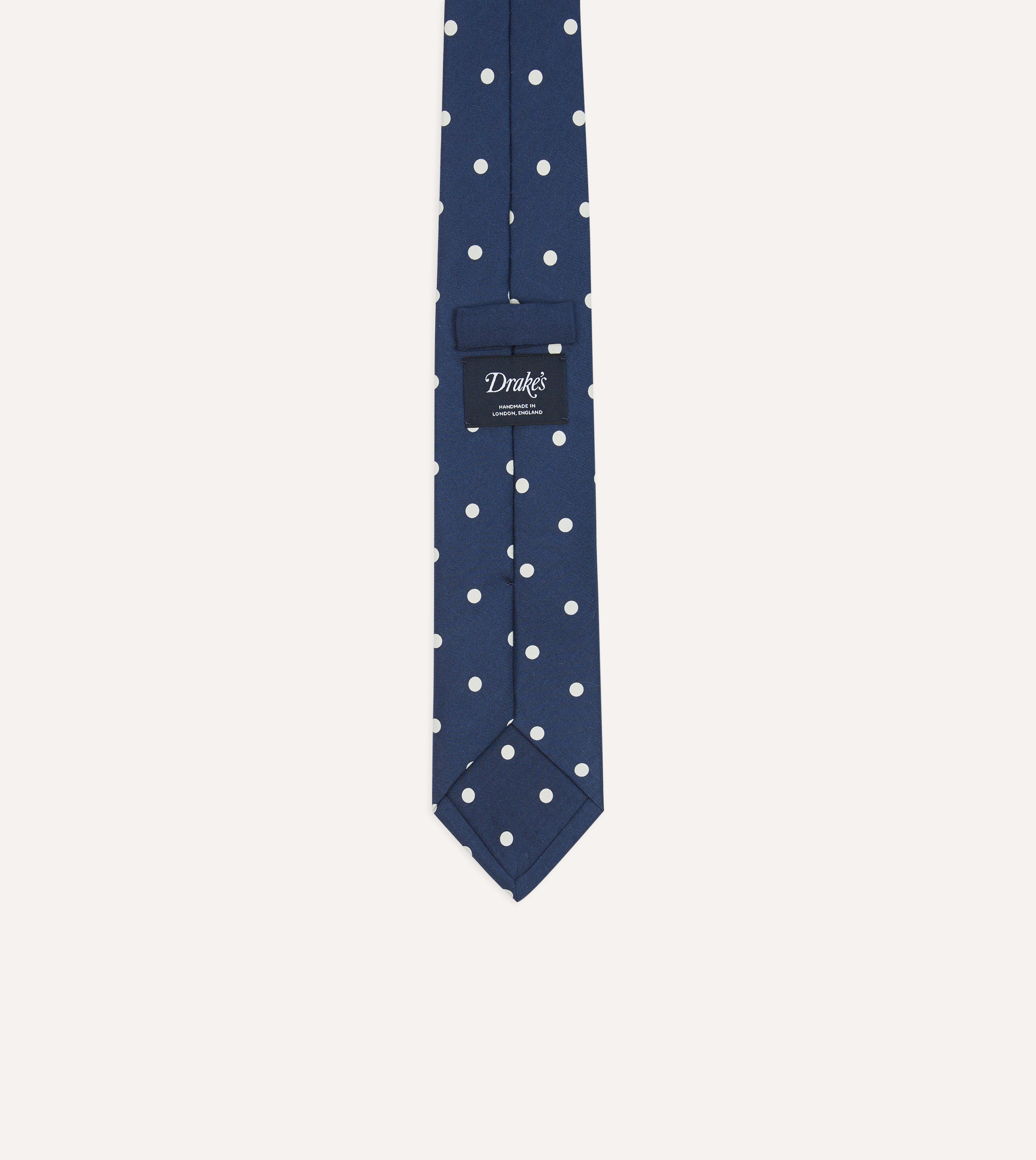 Navy Blue Polka Dot Silk Necktie - Classic Self-Tipped Men's Tie for Business, Weddings & Formal Occasions