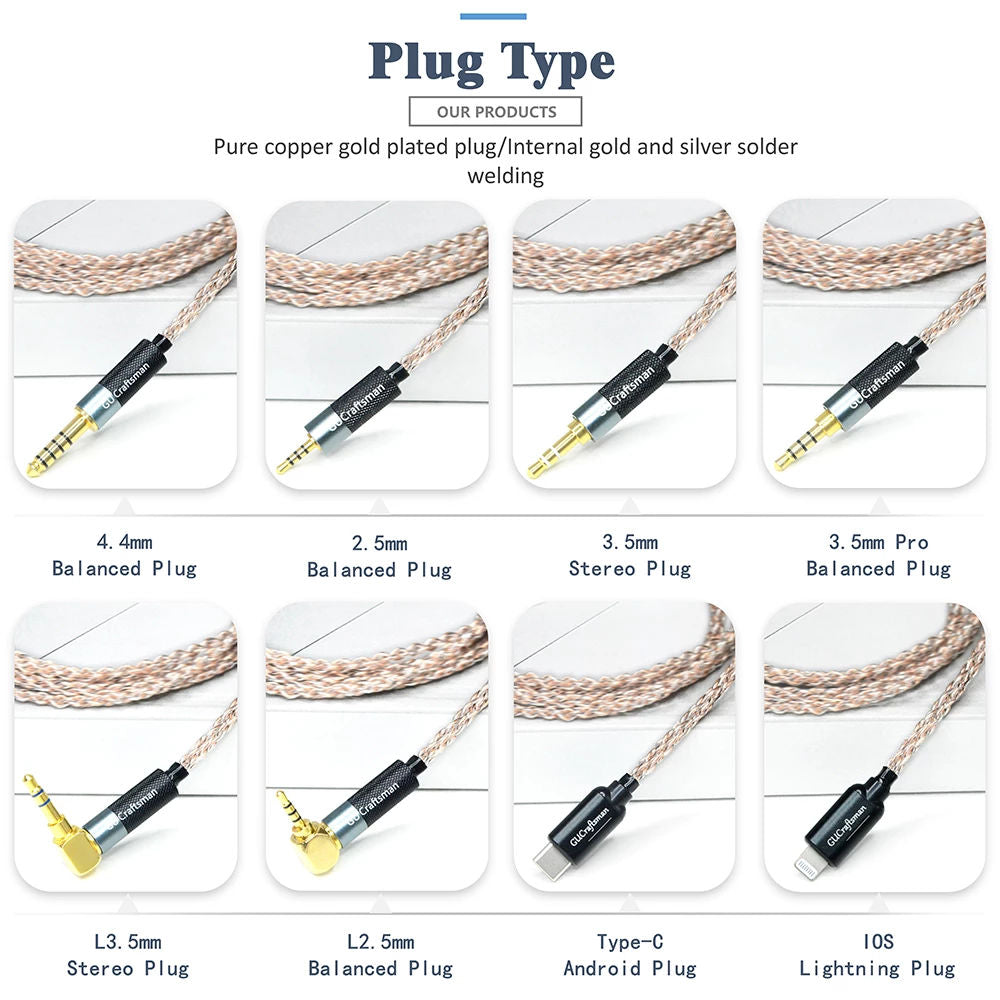 Premium GUCraftsman 5N OFC Copper + Graphene Earphone Cables for Westone W40/W60/W80 & AMpro10/20/30/UM30PRO/UM50/UM50PRO - Audiophile Upgrade for Studio Monitoring & Hi-Fi Music Enjoyment