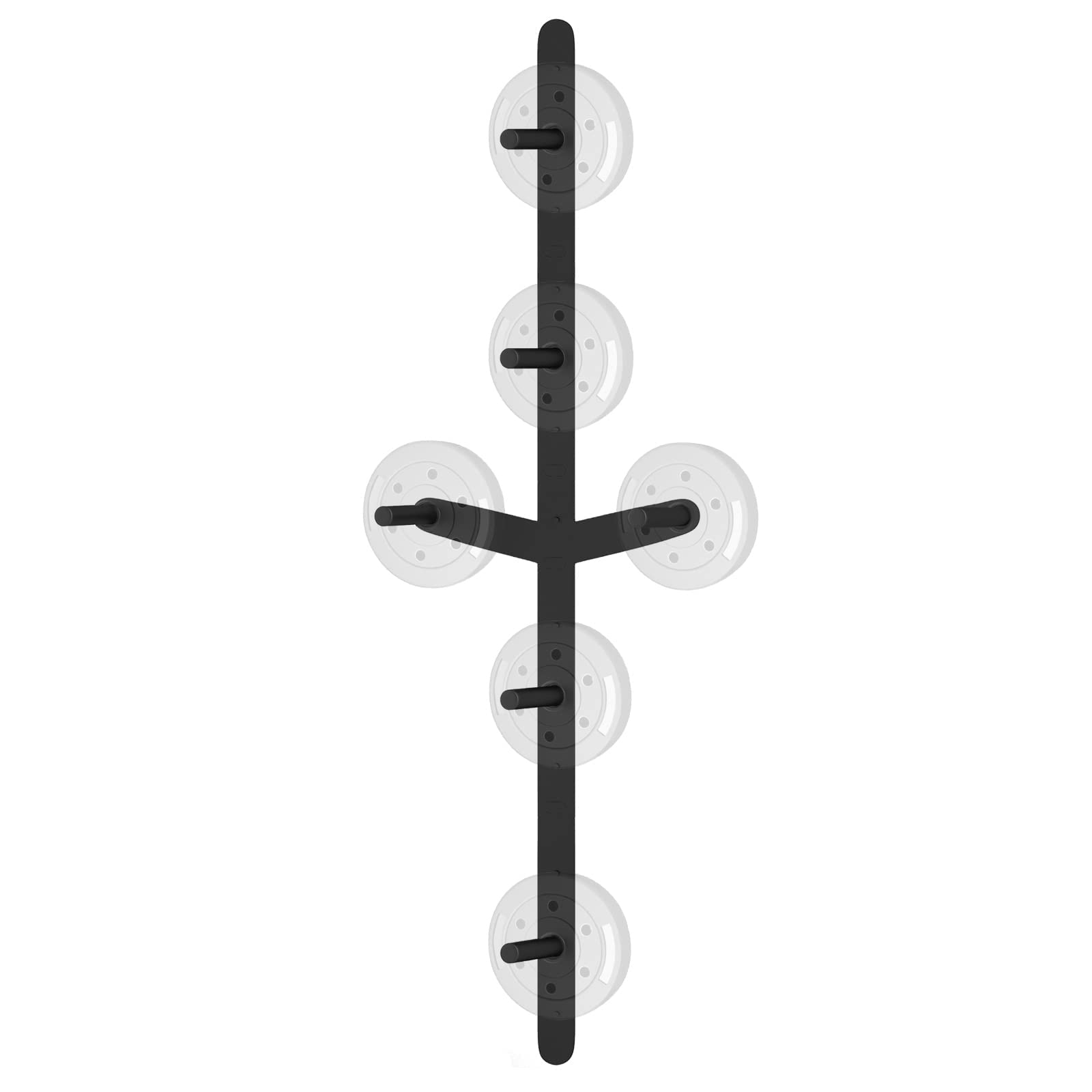Olympic Bumper Plate Weight Rack - Wall Mounted Strength Training Plate Storage Tree for Home & Garage Gym, Space Saving 4-Peg 2-Wing Design - Perfect for Weightlifting, CrossFit, and Powerlifting Workouts