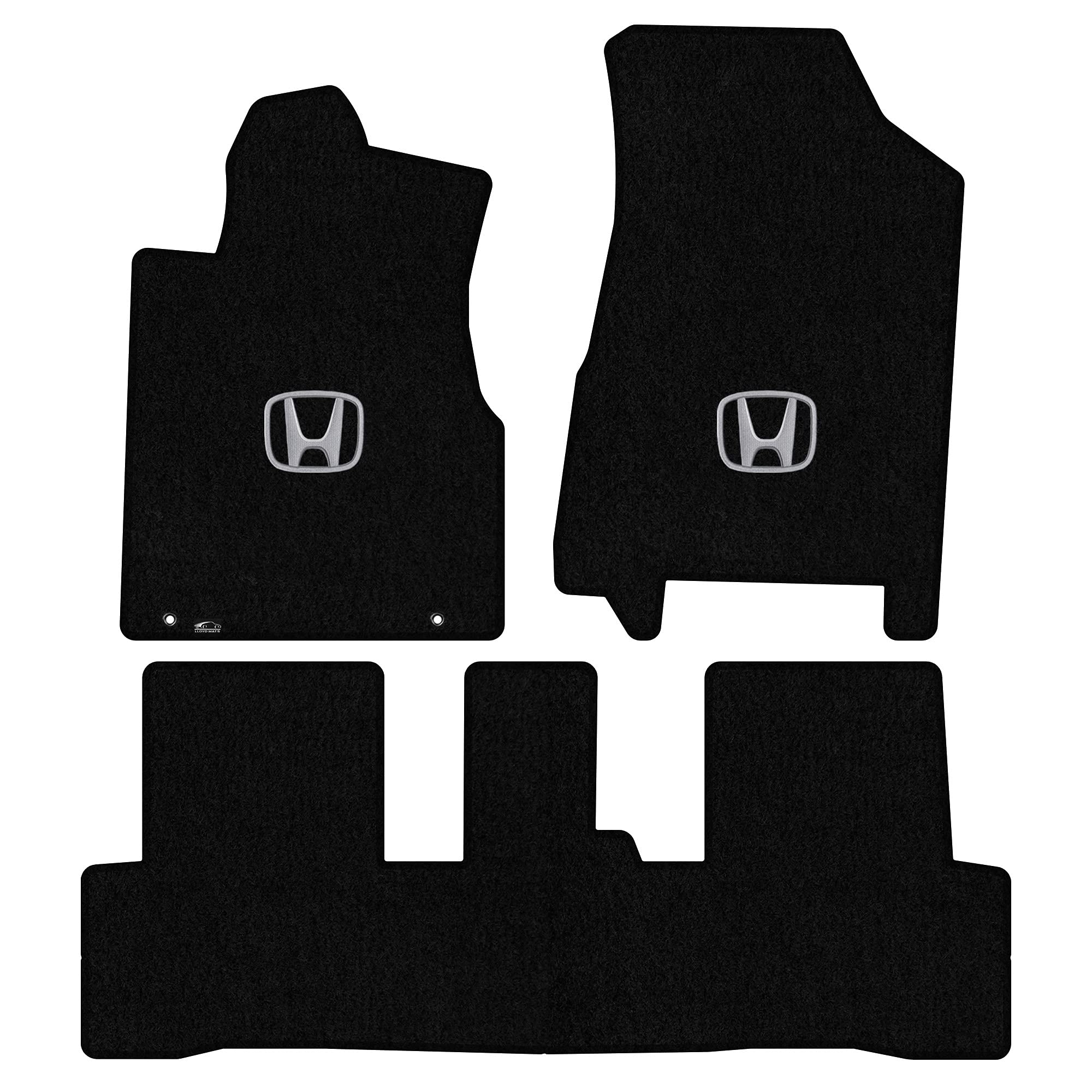 Premium Custom-Fit Carpeted Floor Mats for Honda CR-V 2007-2011 - Luxury Black & Silver H Car Floor Liners with Subwoofer Cutout | Perfect for Daily Commutes, Road Trips & Protecting Your Vehicle Interior