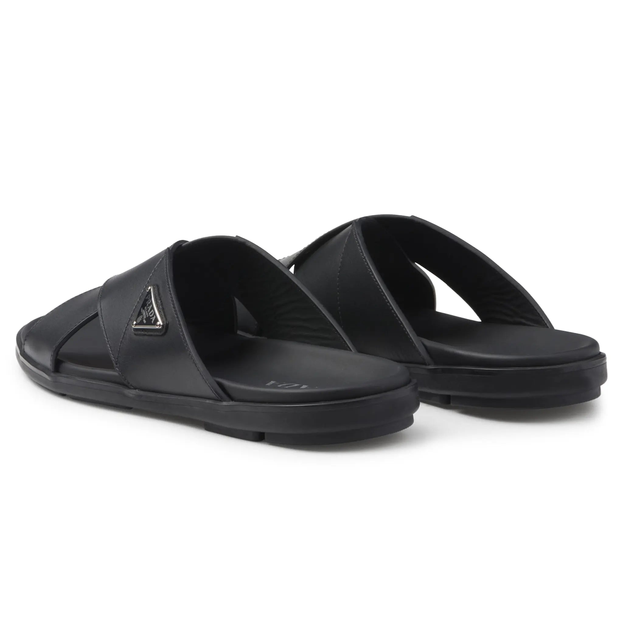 Prada Crisscross Leather Black Sandals for Women | Luxury Designer Strappy Sandals | Perfect for Summer, Beach & Casual Outings