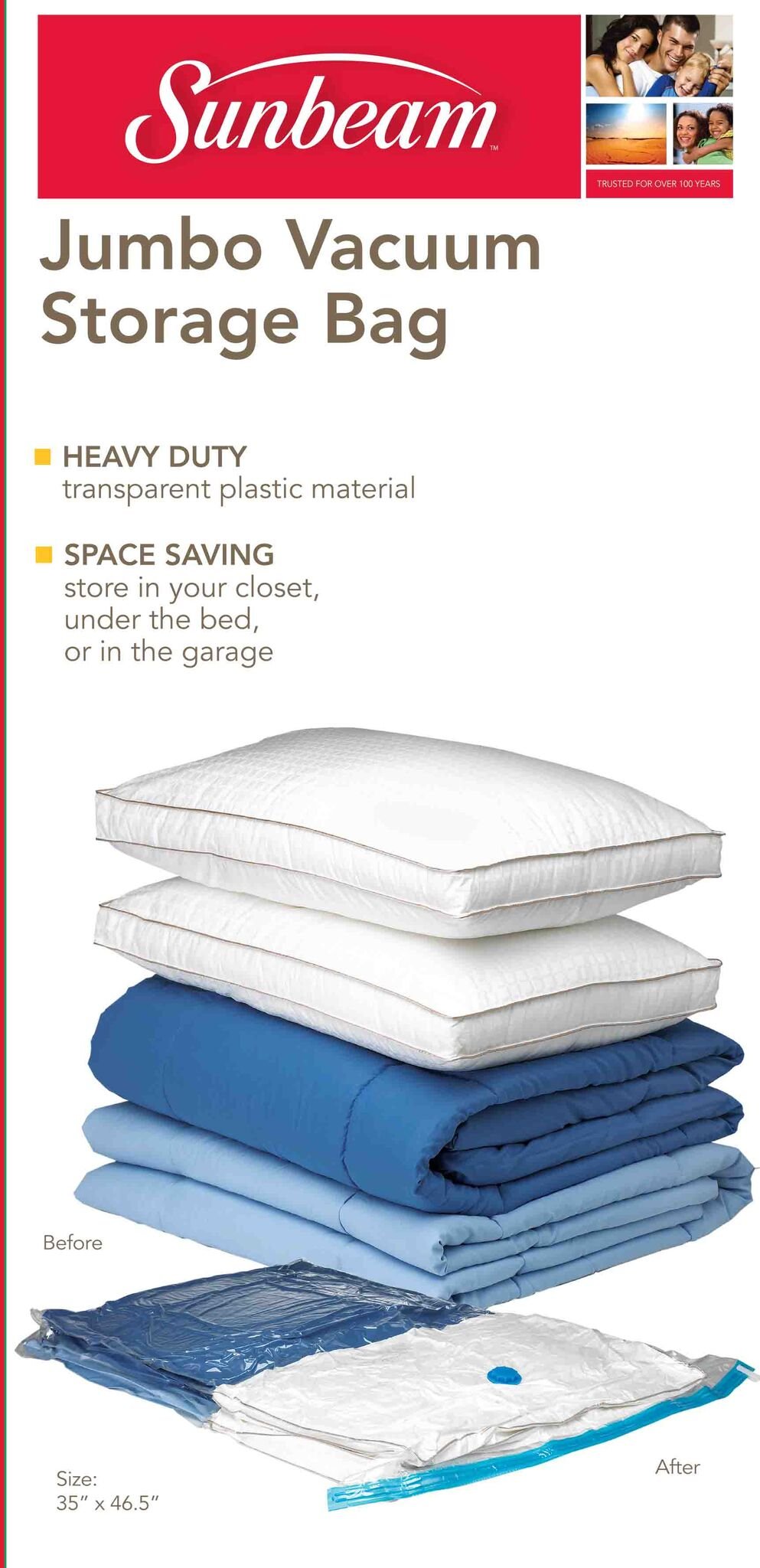 Home Basics SB10721 Jumbo Vacuum Storage Bag - 1 Piece for Space Saving & Closet Organization | Perfect for Seasonal Clothes, Blankets & Bedding Storage