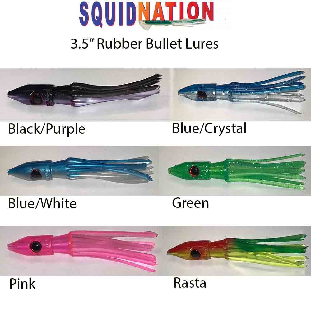 Squidnation Rubber Bullet Fishing Lures 10 Pack - Soft Bait for Saltwater & Freshwater Fishing - Perfect for Bass, Trout, and Walleye