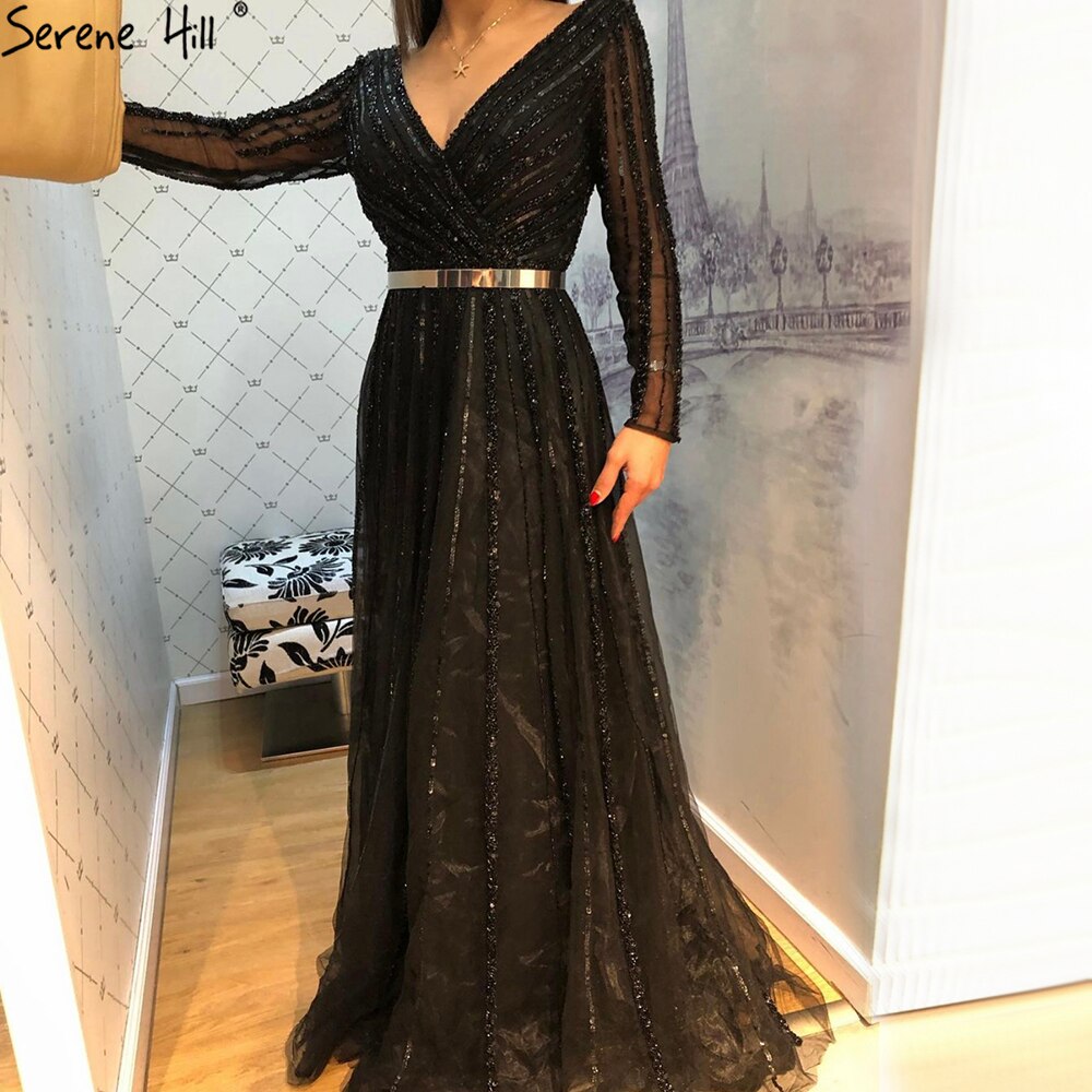 Serene Hill Muslim Green Luxury Elegant Evening Dresses Gowns 2025 - Long Sleeves Beaded Formal Gowns for Women - Perfect for Weddings, Galas & Special Occasions