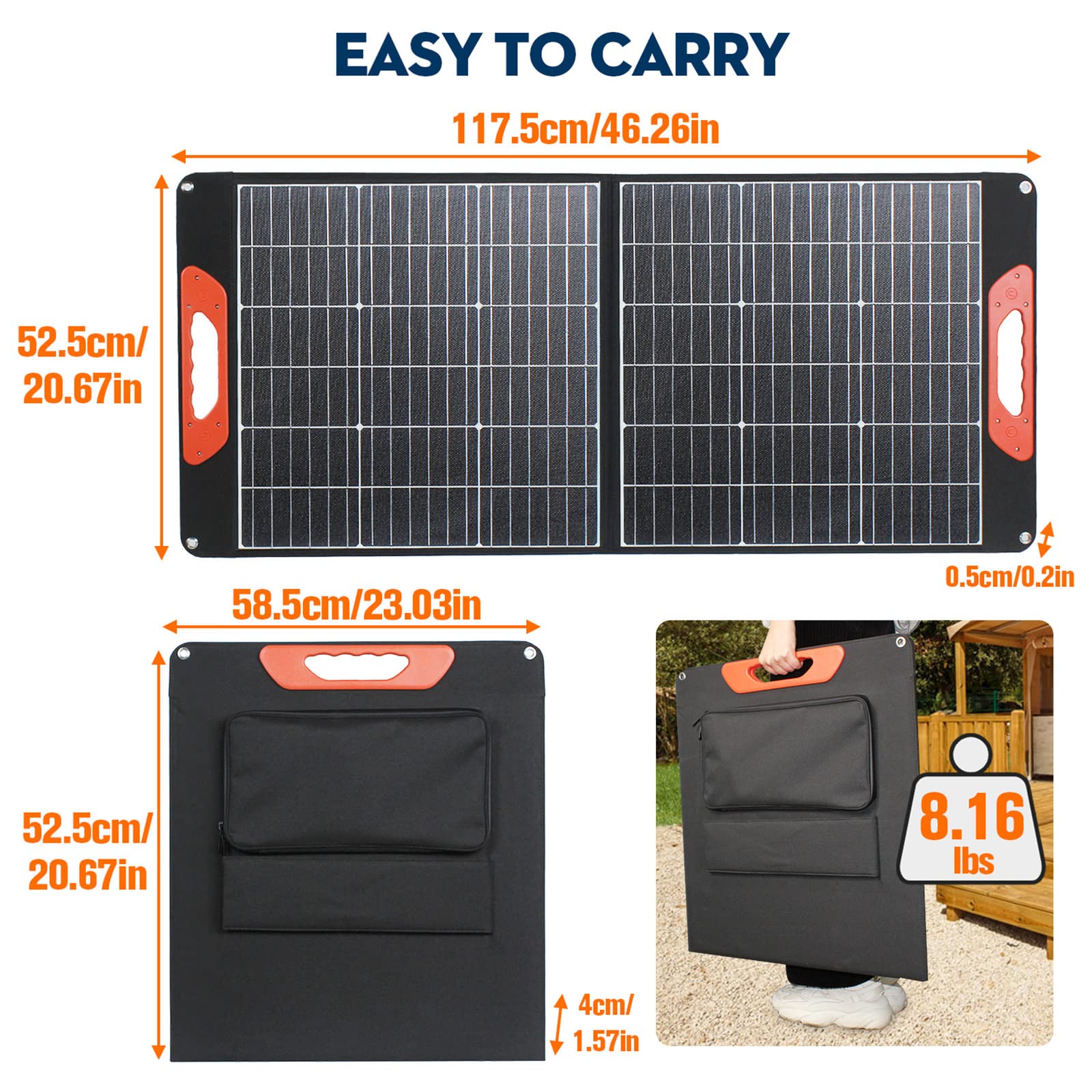 100W Portable Solar Panel Charger with DC & USB Outputs - Solar Power Kit for RV, Camping, Home & Outdoor Adventures | Perfect for Off-Grid Living, Emergency Power & Mobile Charging