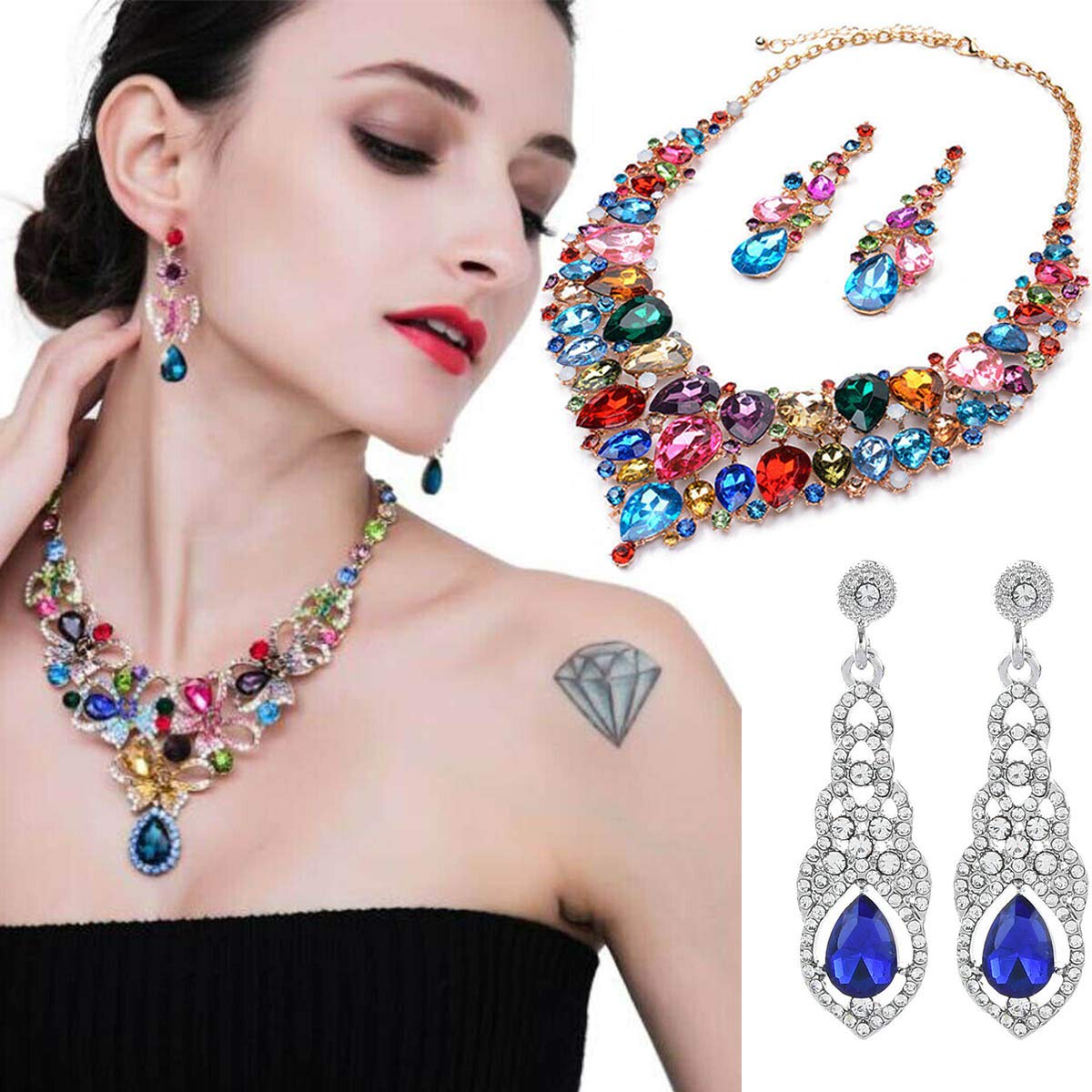 50Pcs DIY Teardrop Crystal AB Resin Rhinestones - Faceted Glass Pointback Beads for Jewelry Making, Crafting, Scrapbooking & Nail Art - Perfect for Earrings, Necklaces, Bracelets & Home Decor