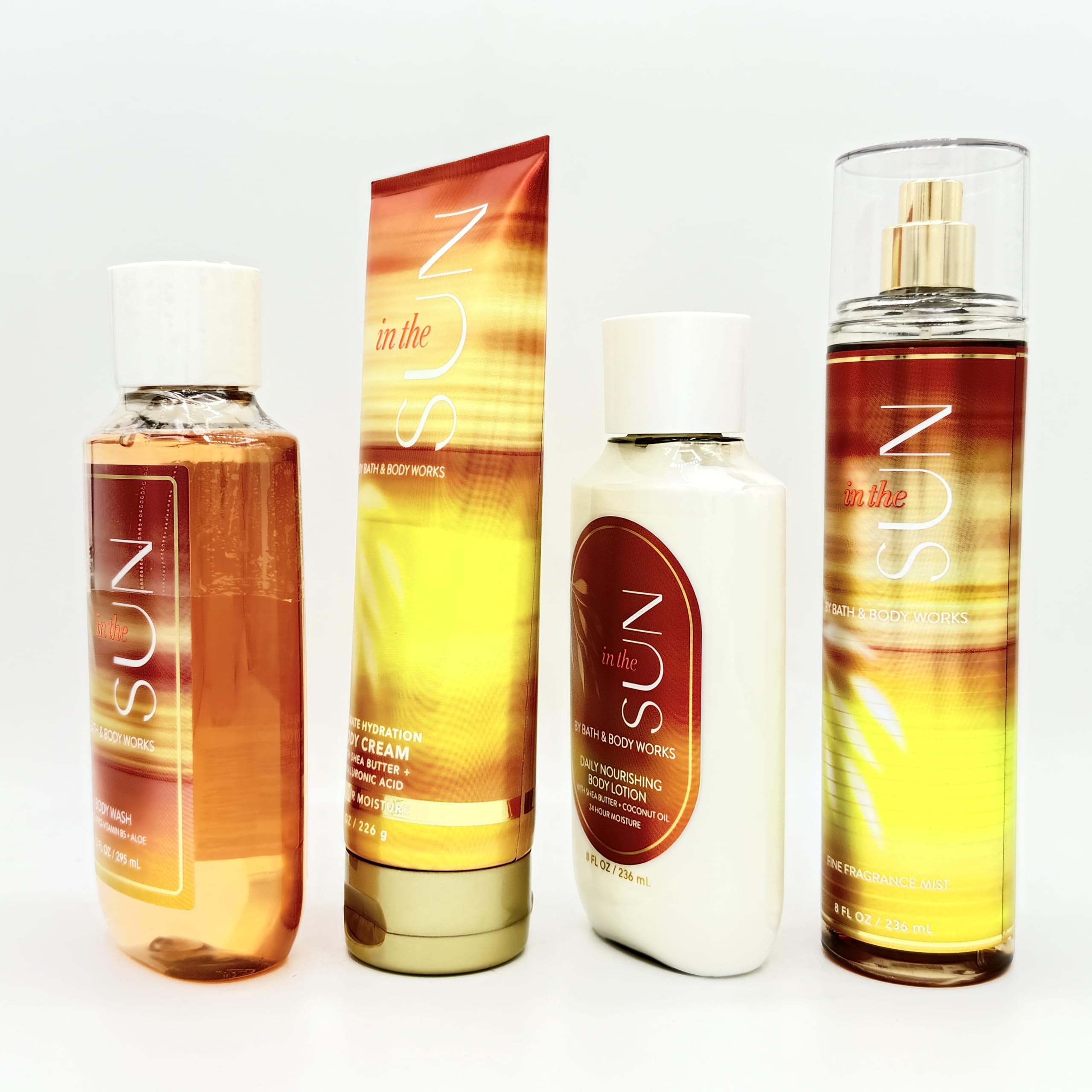 In The Sun 4-Piece Bath & Body Gift Set - Hydrating Body Wash, Ultra Moisturizing Cream, Nourishing Lotion & Fragrance Mist | Perfect for Spa Day, Self Care & Gifts
