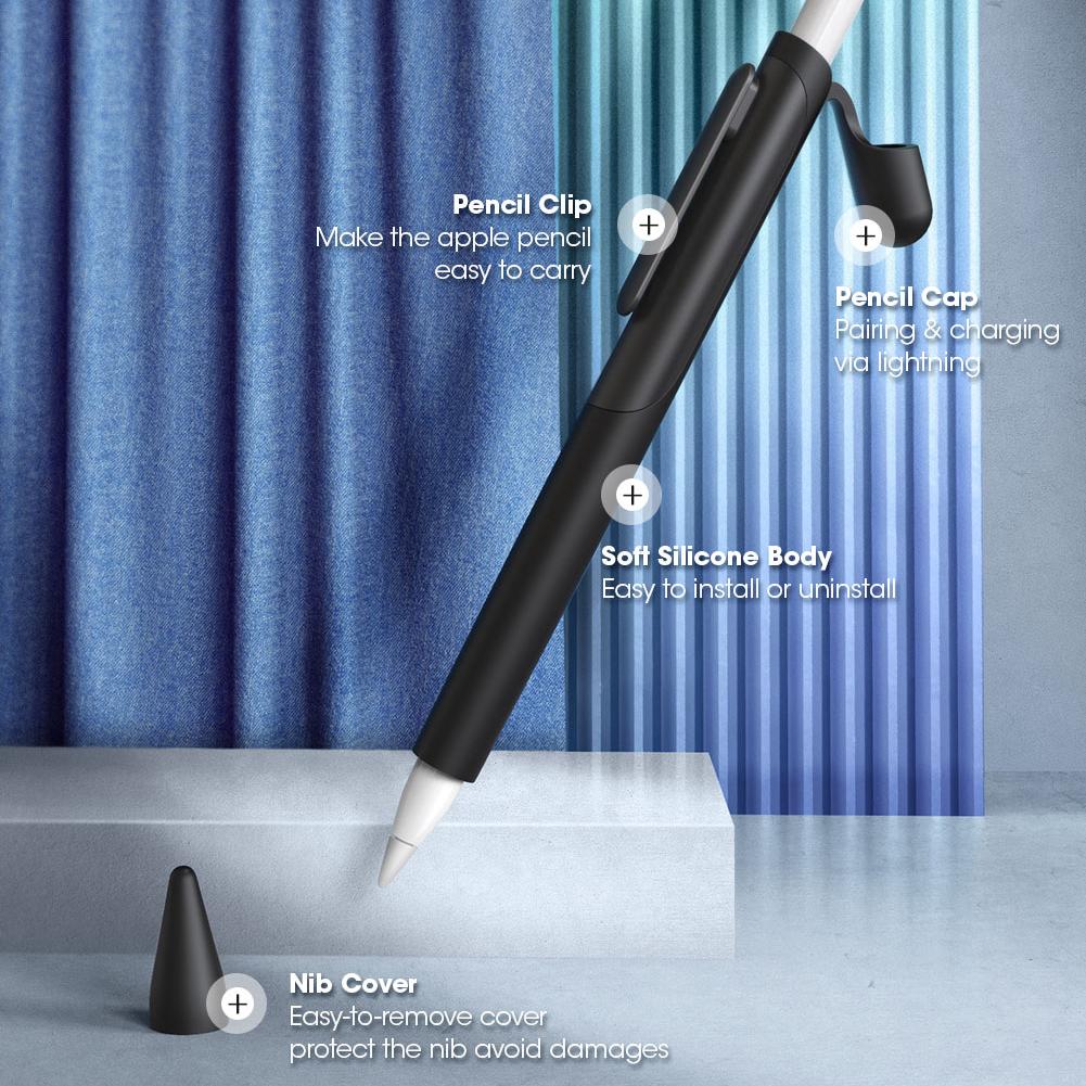 Apple Pencil 1 Protective Case - Soft Silicone Cover for 1st Gen Apple Pencil (Black) - Perfect for Drawing, Note-Taking & iPad Pro Accessories