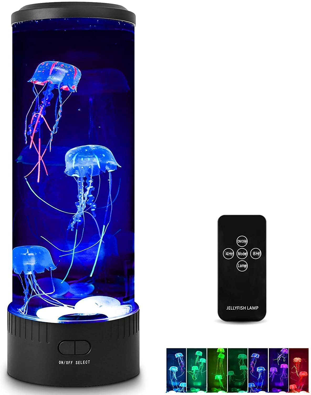 EGIFTY Jellyfish Lava Lamp with 7 Color Changing LED Mood Light - Round Jellyfish Aquarium Night Light for Home Office Decor - Relaxing Sleep Aid Lamp for Kids Teens Adults - Perfect for Bedroom, Nursery, Dorm Room & Meditation Space (Blue)