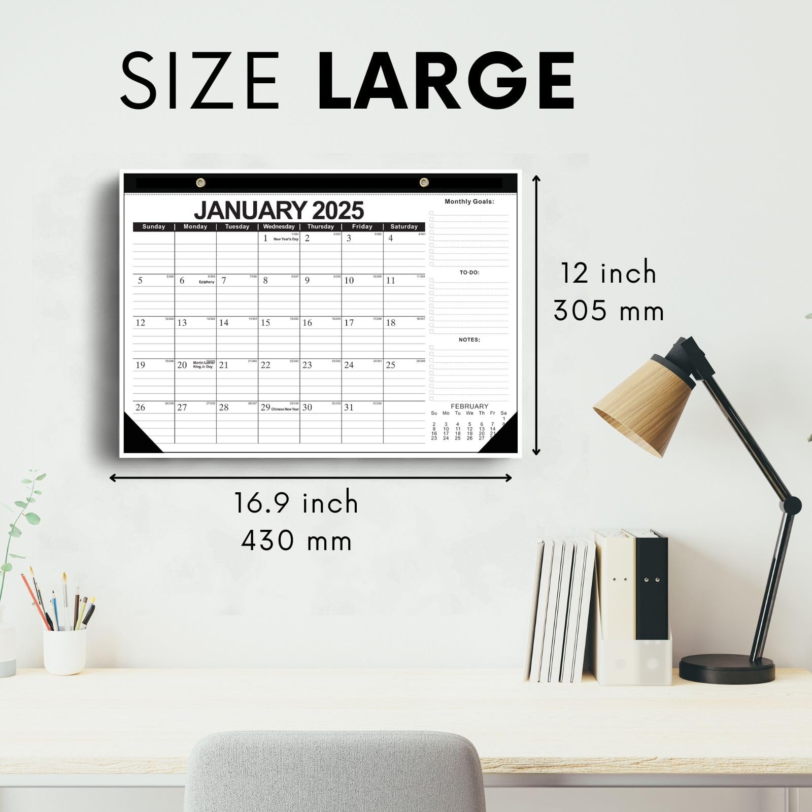 2025-2026 Large 18-Month Wall Calendar with Julian Dates | Jan 2025 - Jun 2026 | 17