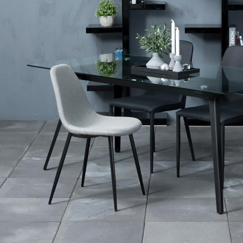 MAKI Modern Dining Chair - Light Grey Upholstered Seat - Comfortable & Stylish for Kitchen, Dining Room, or Breakfast Nook
