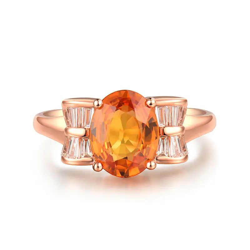 14K Rose Gold Yellow Sapphire & Diamond Wedding Ring for Women - Elegant Bridal Jewelry for Engagement, Anniversary & Special Occasions