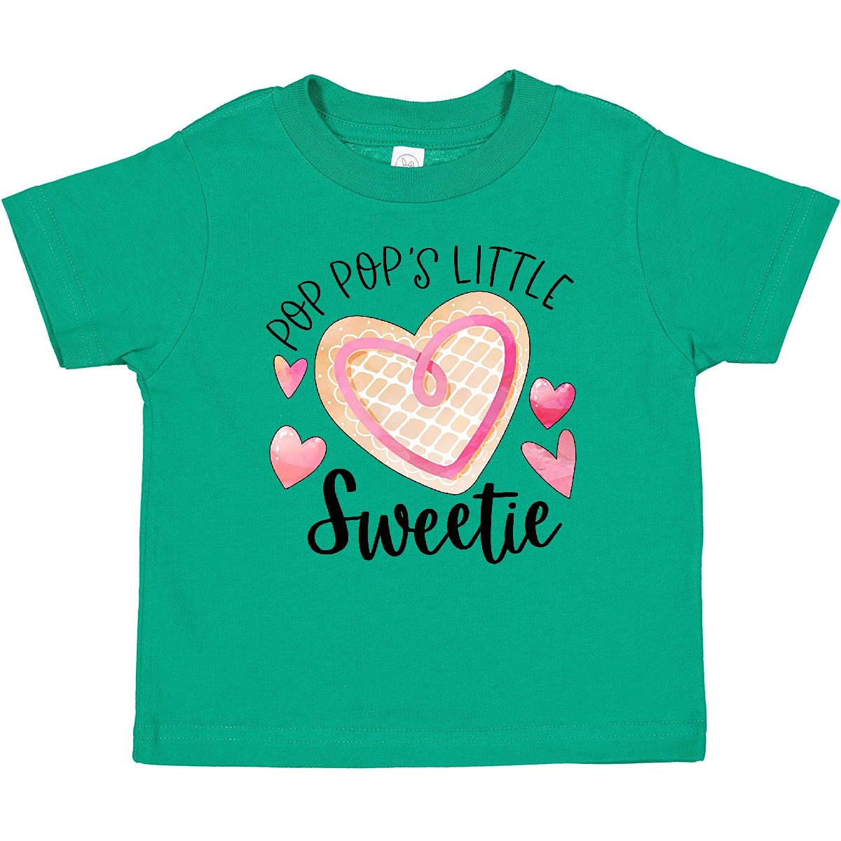 Inktastic Pop Pop's Little Sweetie Pink Heart Cookie Baby T-Shirt - Cute Toddler Outfit for Family Photos, Birthday Parties & Grandparents Day Gifts