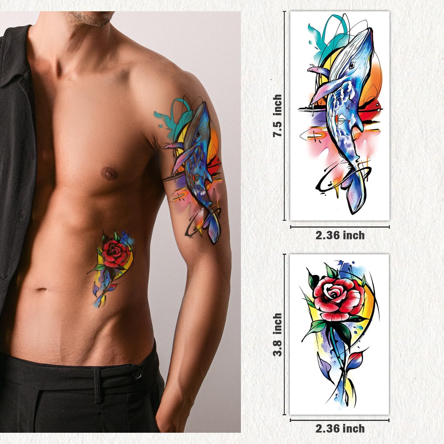 79 Sheets Realistic Temporary Tattoos for Adults & Kids - Waterproof Fake Tattoos with Lion, Cat, Rabbit & Butterfly Designs - Long Lasting Body Art Stickers for Women & Girls - Perfect for Parties, Festivals & Costume Events