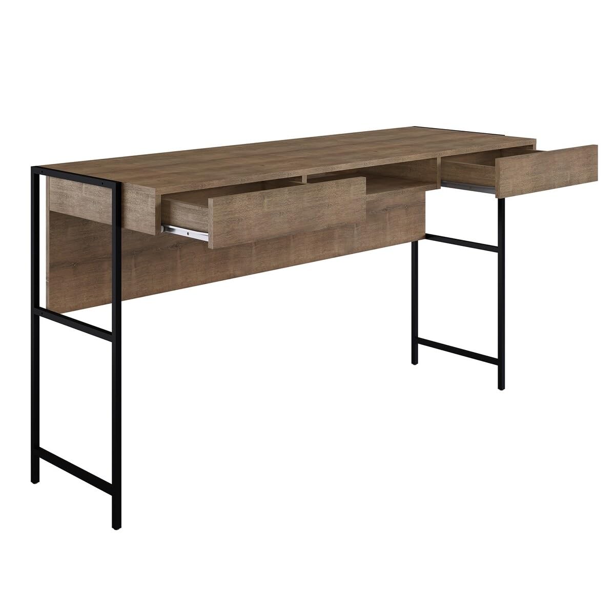 Casabianca Home Clark Executive Office Desk - Walnut Laminate with Storage Drawers & File Cabinet | Modern Writing Desk for Home Office, Study Room & Workspace