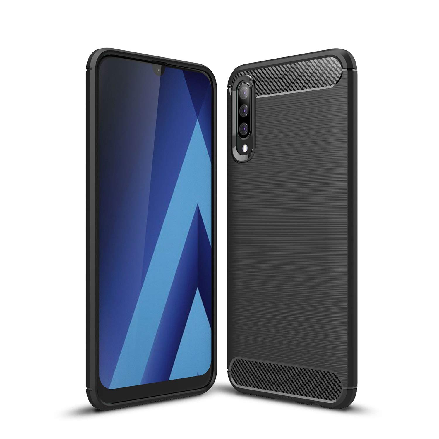 Premium Carbon Fiber Phone Case for Samsung Galaxy A50 / A50s / A30s - Slim Protective Cover with Shock Absorption - Perfect for Work, Travel & Outdoor Activities (Black)