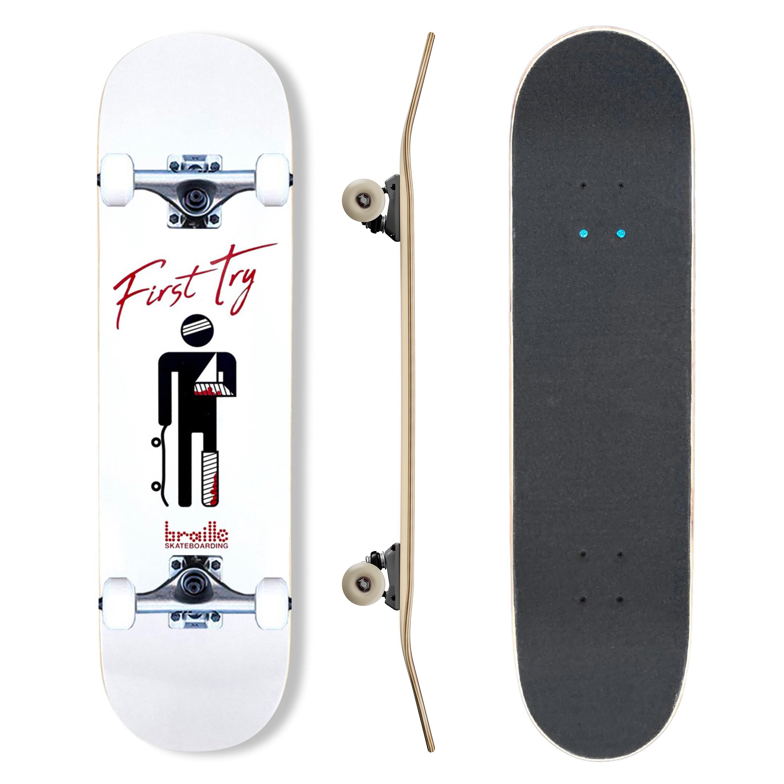 Professional 31.5 Inch Braille Complete Skateboard for Adults & Kids - Best Trick Skateboard for Teens Boys Girls - Perfect for Street Skating, Park Riding & Commuting