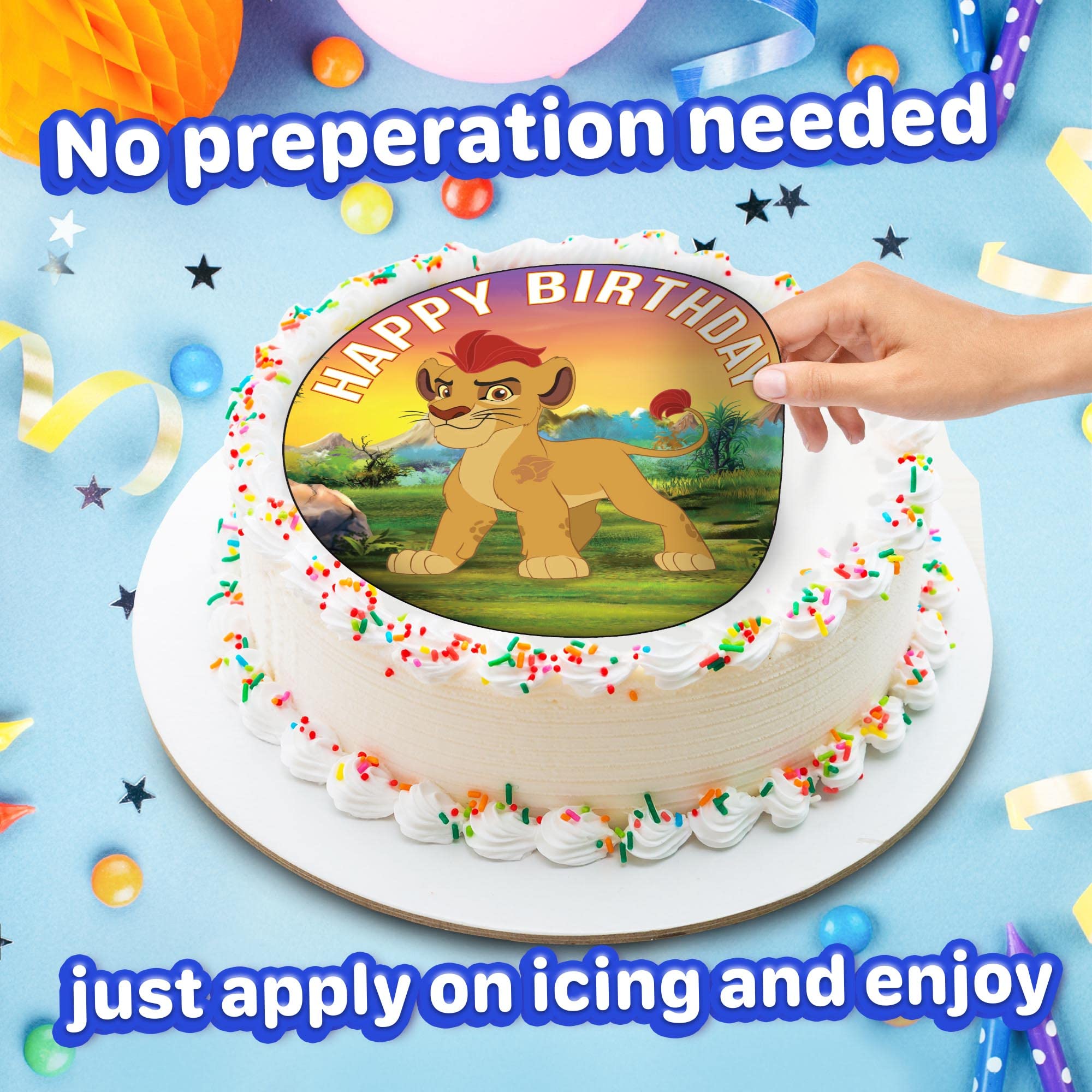 7.5 Inch Edible Cake Toppers - Brave Lion Guardians Themed Birthday Party Decorations for Cakes, Cupcakes & Desserts | Perfect for Kids Birthday Parties, Baby Showers & Special Celebrations