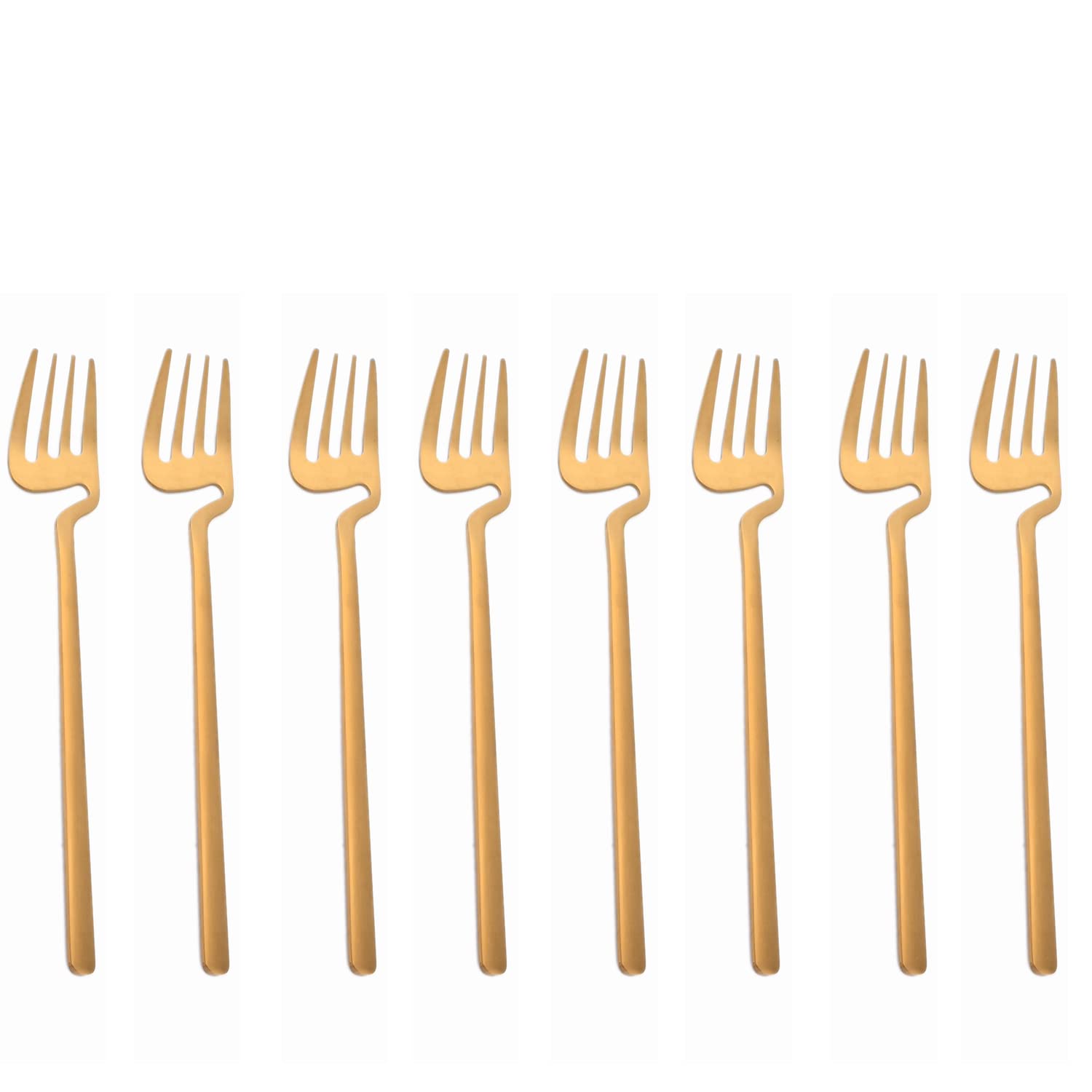 Premium Gugrida 8-Piece Stainless Steel Dessert Forks Set - Elegant Gold Finish, Dishwasher Safe - Perfect for Dinner Parties, Weddings, and Fine Dining
