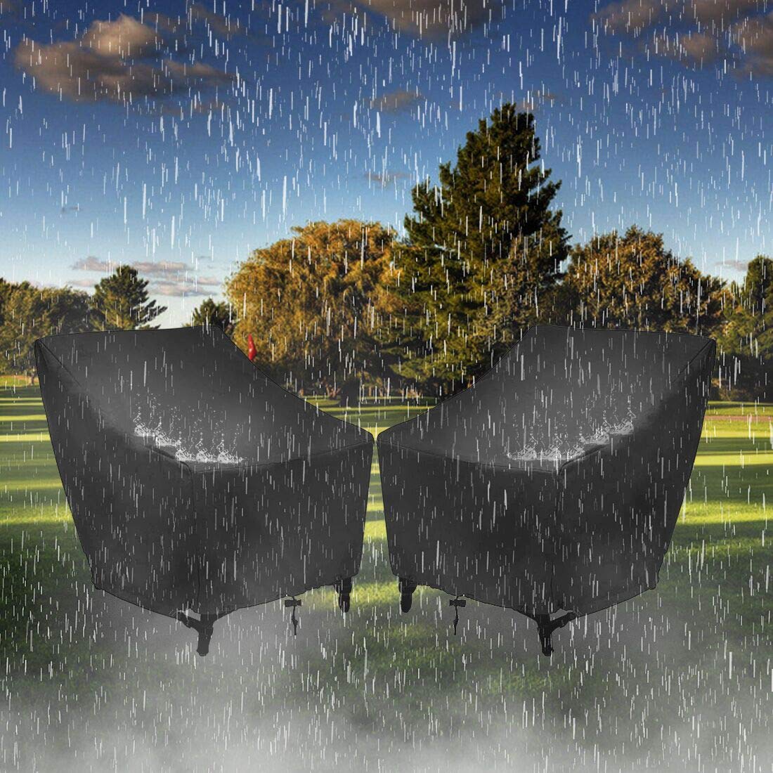 Waterproof Black Outdoor Chair Cover 27in - Lightweight Patio Furniture Covers for Garden, Deck & Poolside Use - All-Weather Protection for Tables & Chairs